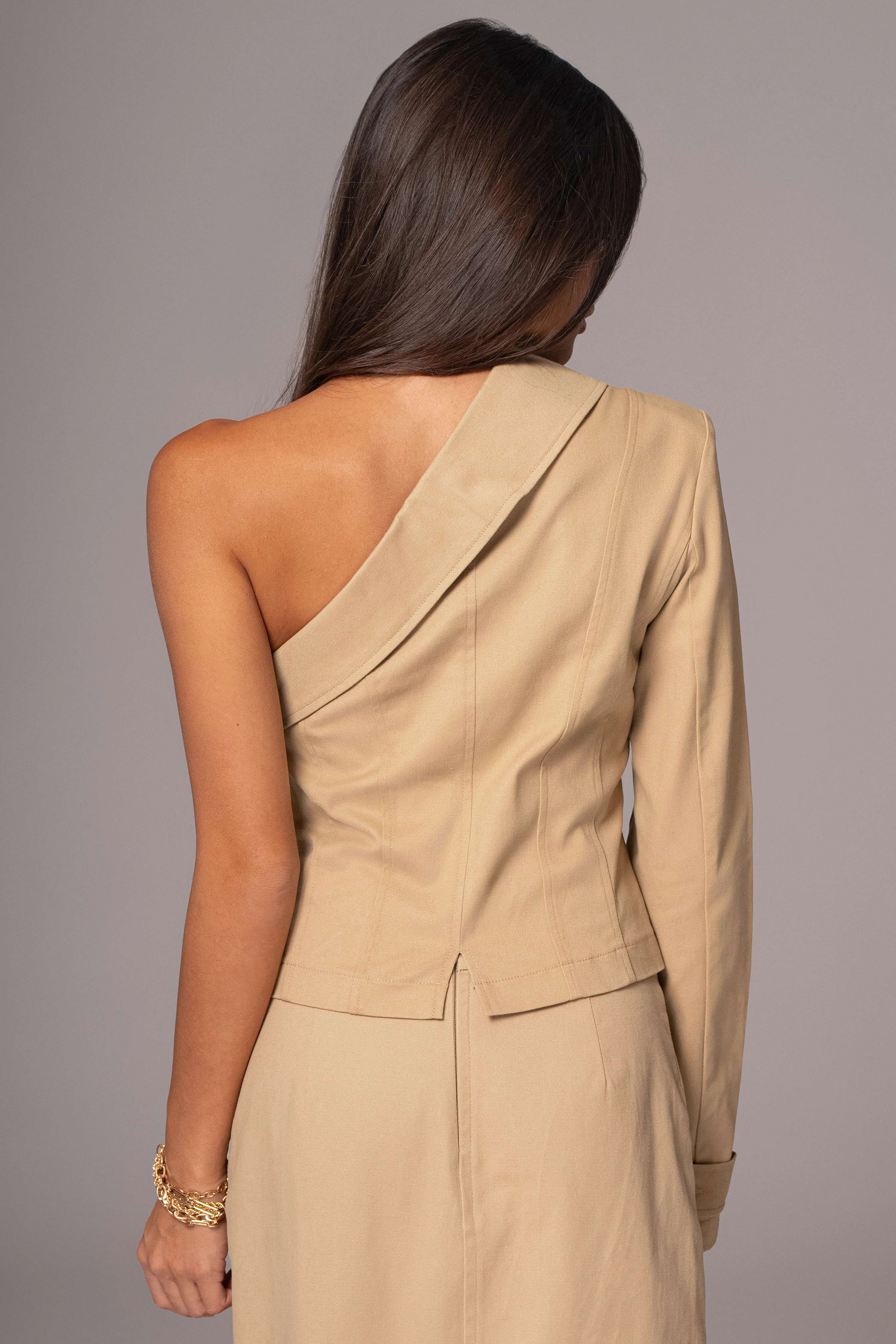 Khaki Amal One Shoulder Top - Image 13