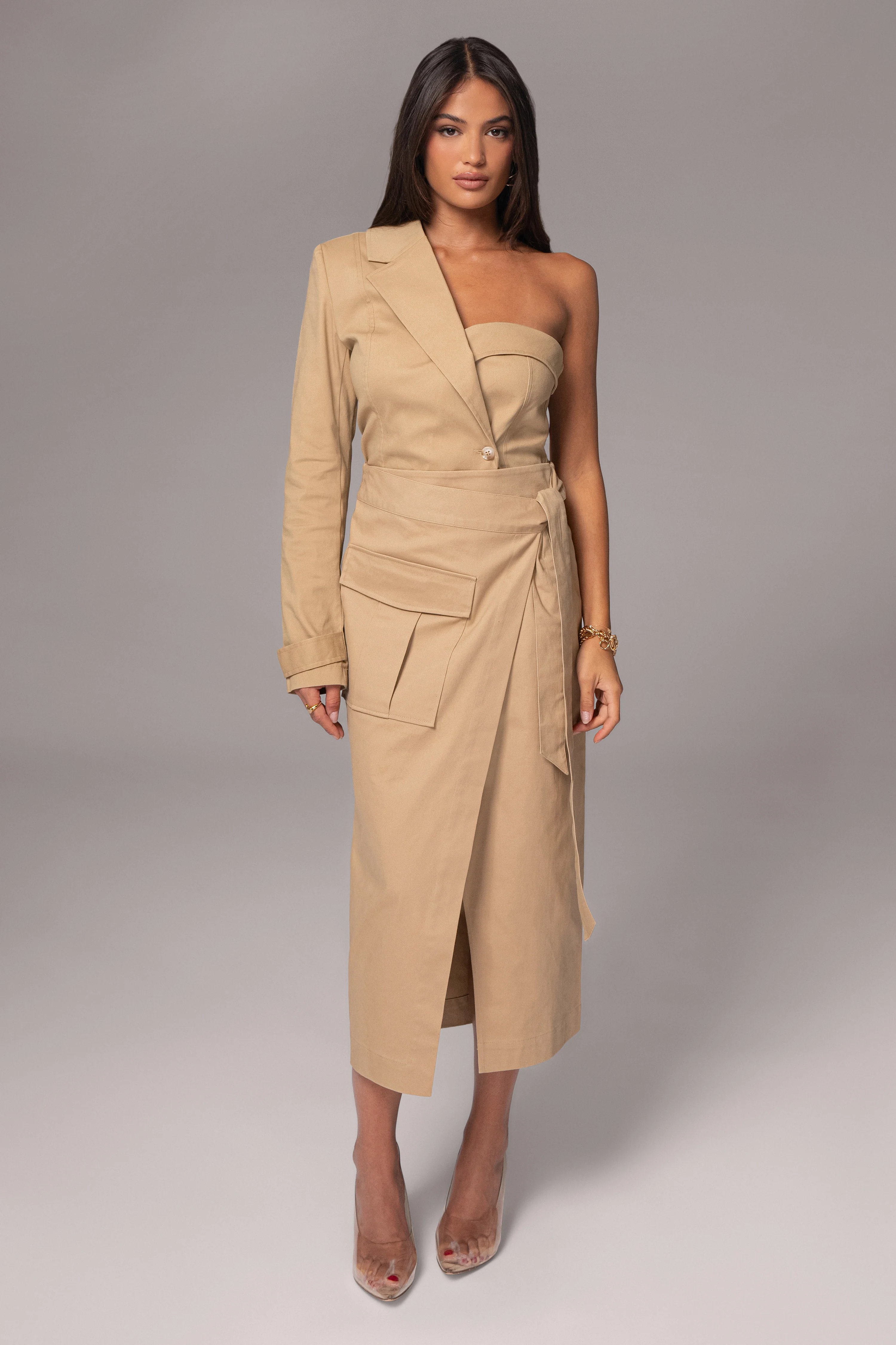 Khaki Amal One Shoulder Top - Image 3