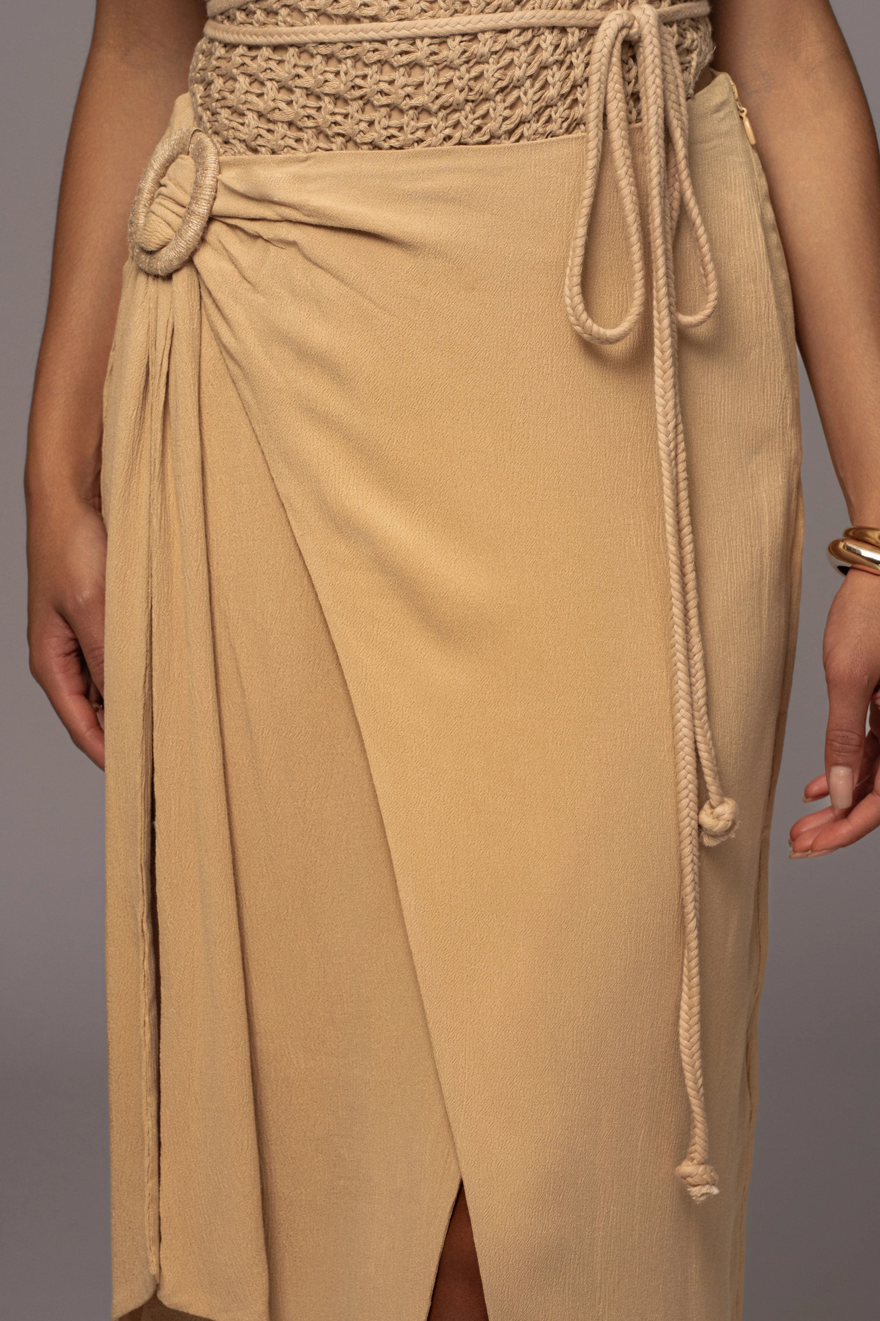 Khaki Athea Drape Maxi Skirt - Image 2