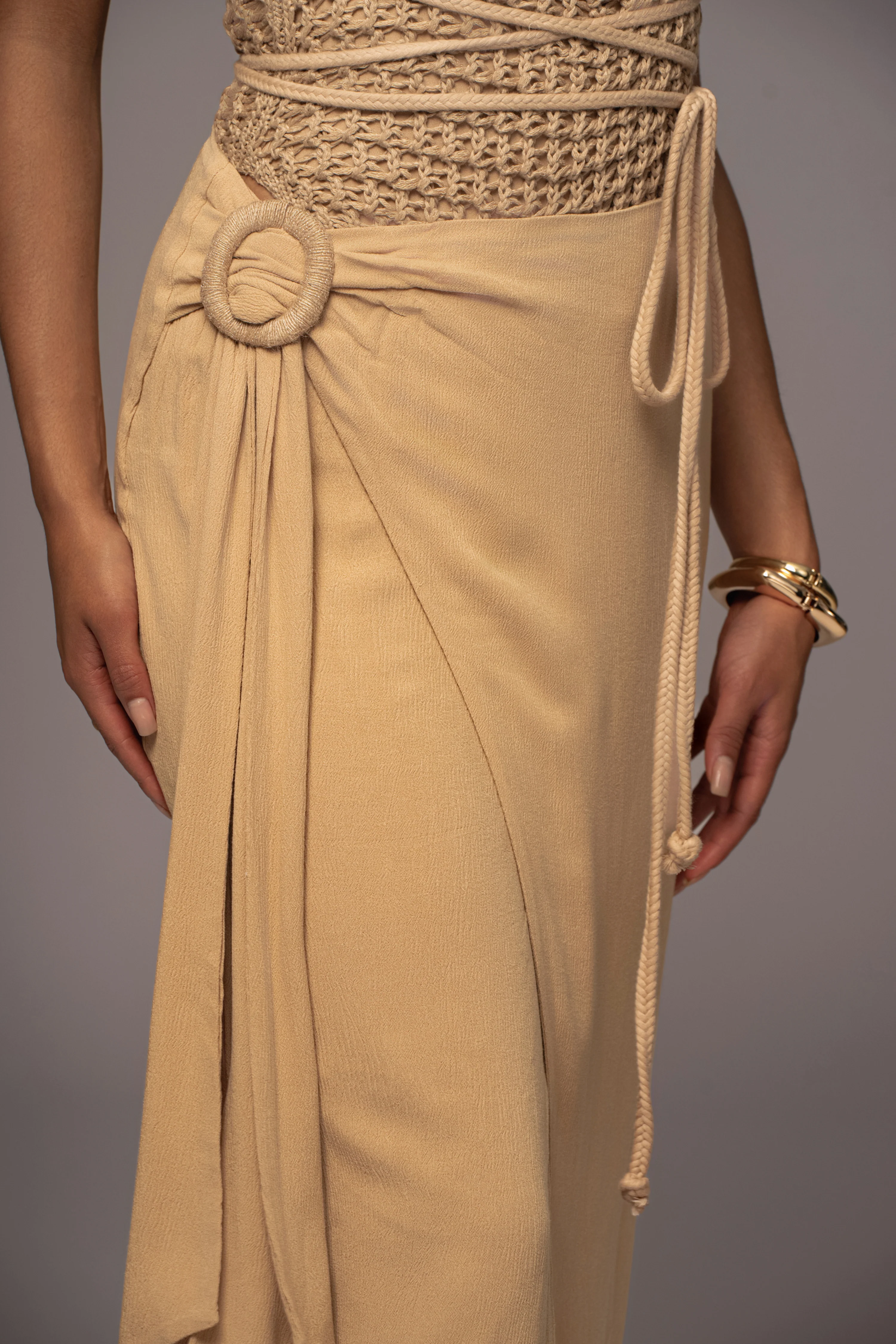 Khaki Athea Drape Maxi Skirt - Image 3