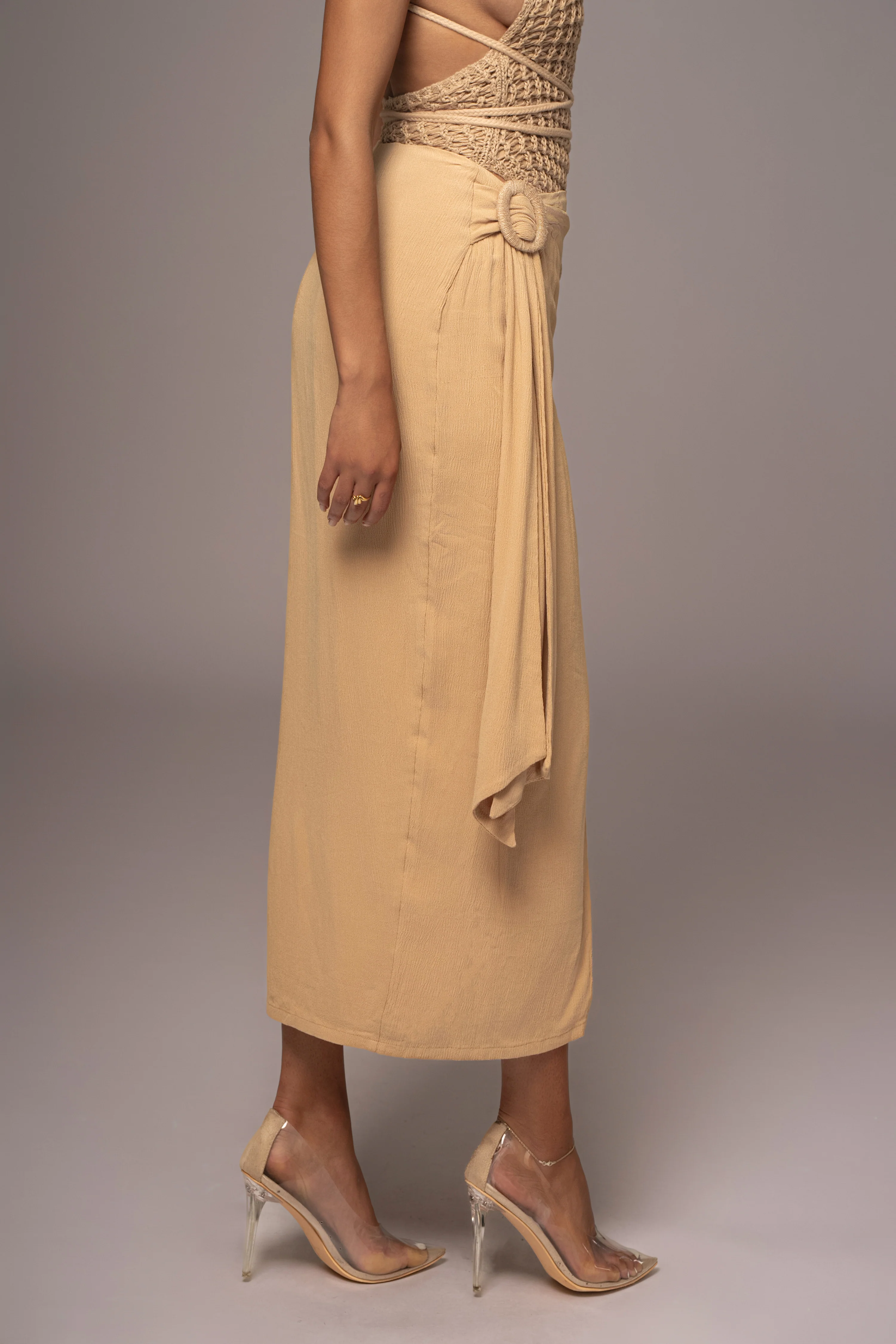 Khaki Athea Drape Maxi Skirt - Image 6