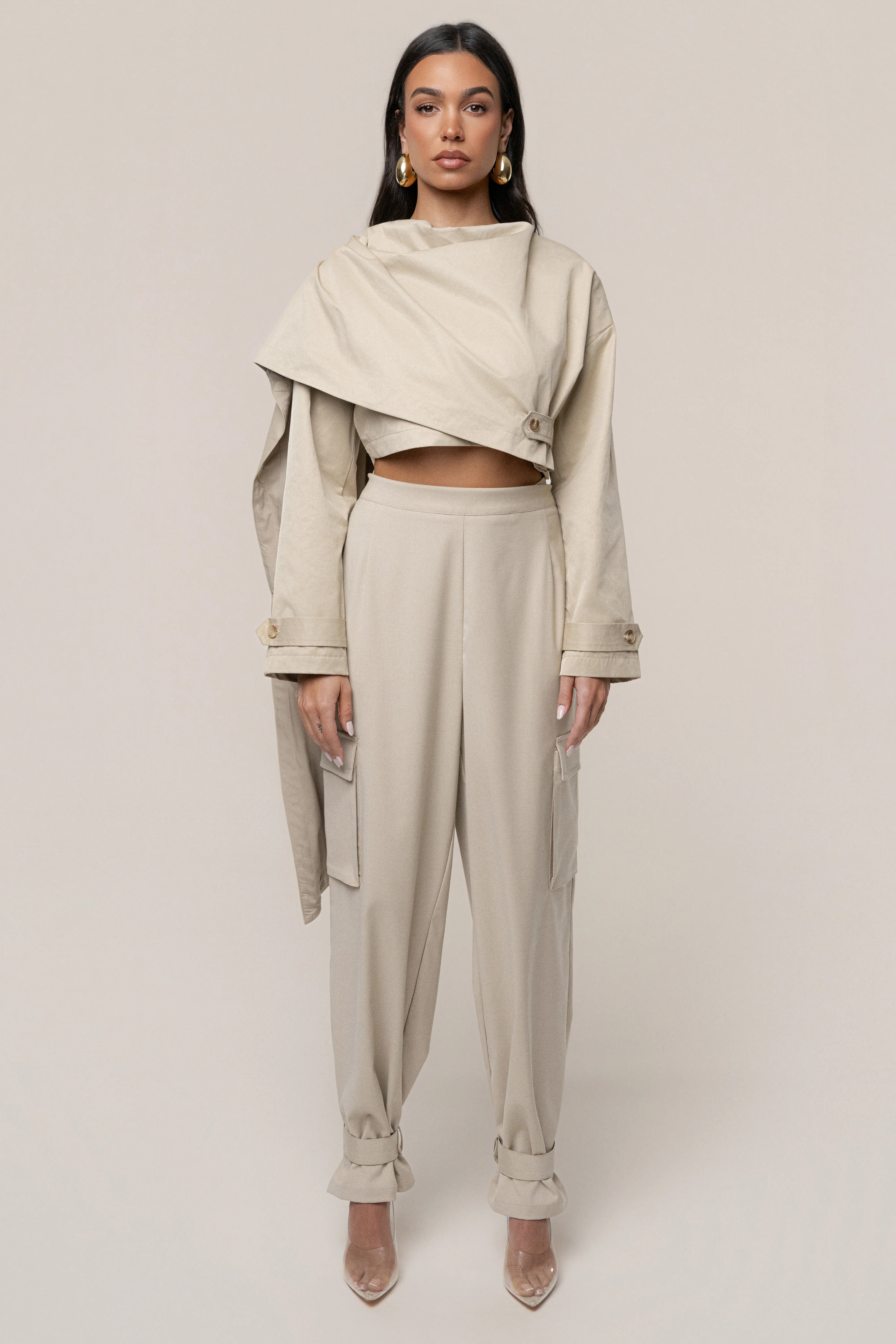 Khaki Autumn Flow Cargo Pants - Image 4