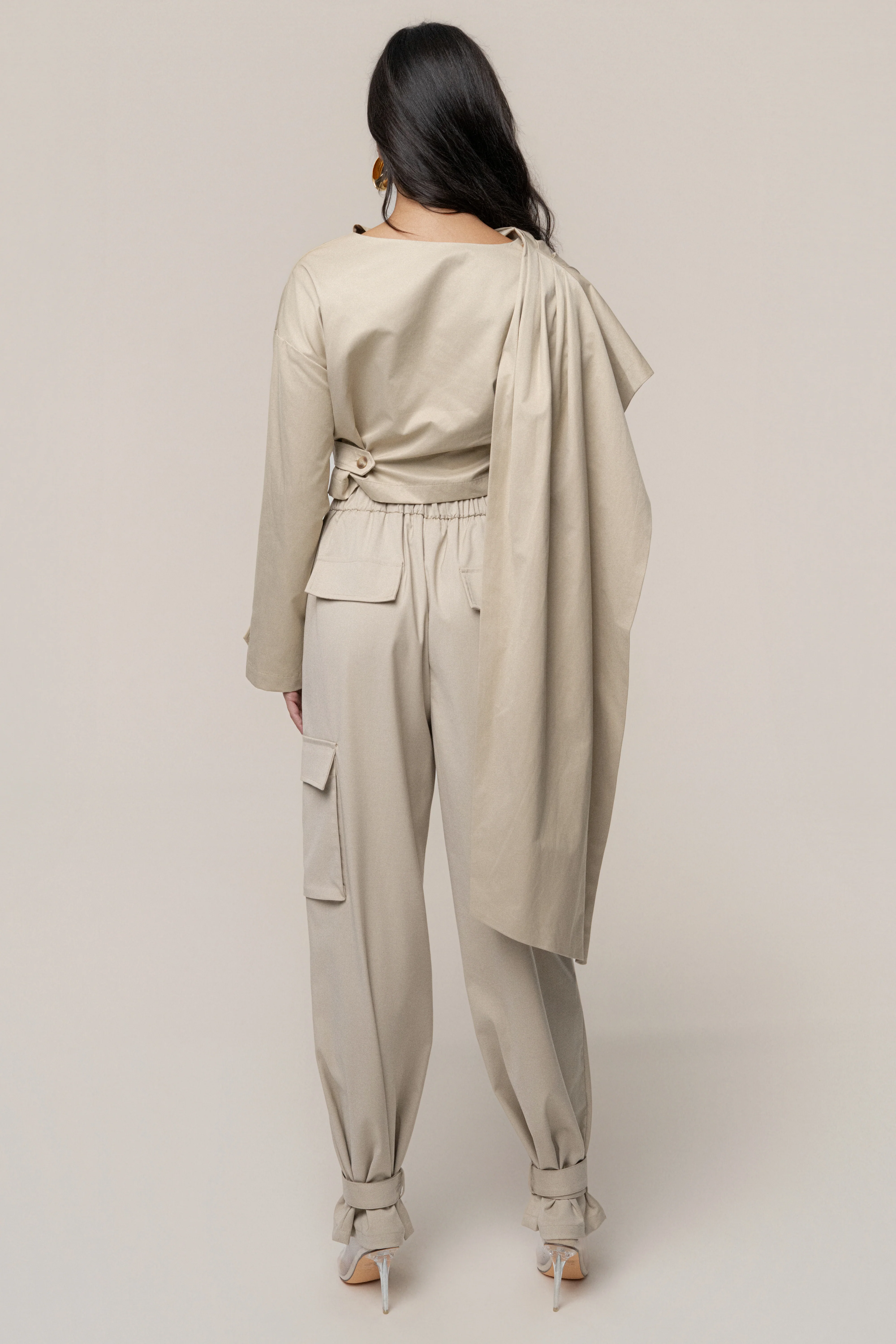 Khaki Autumn Flow Cargo Pants - Image 9