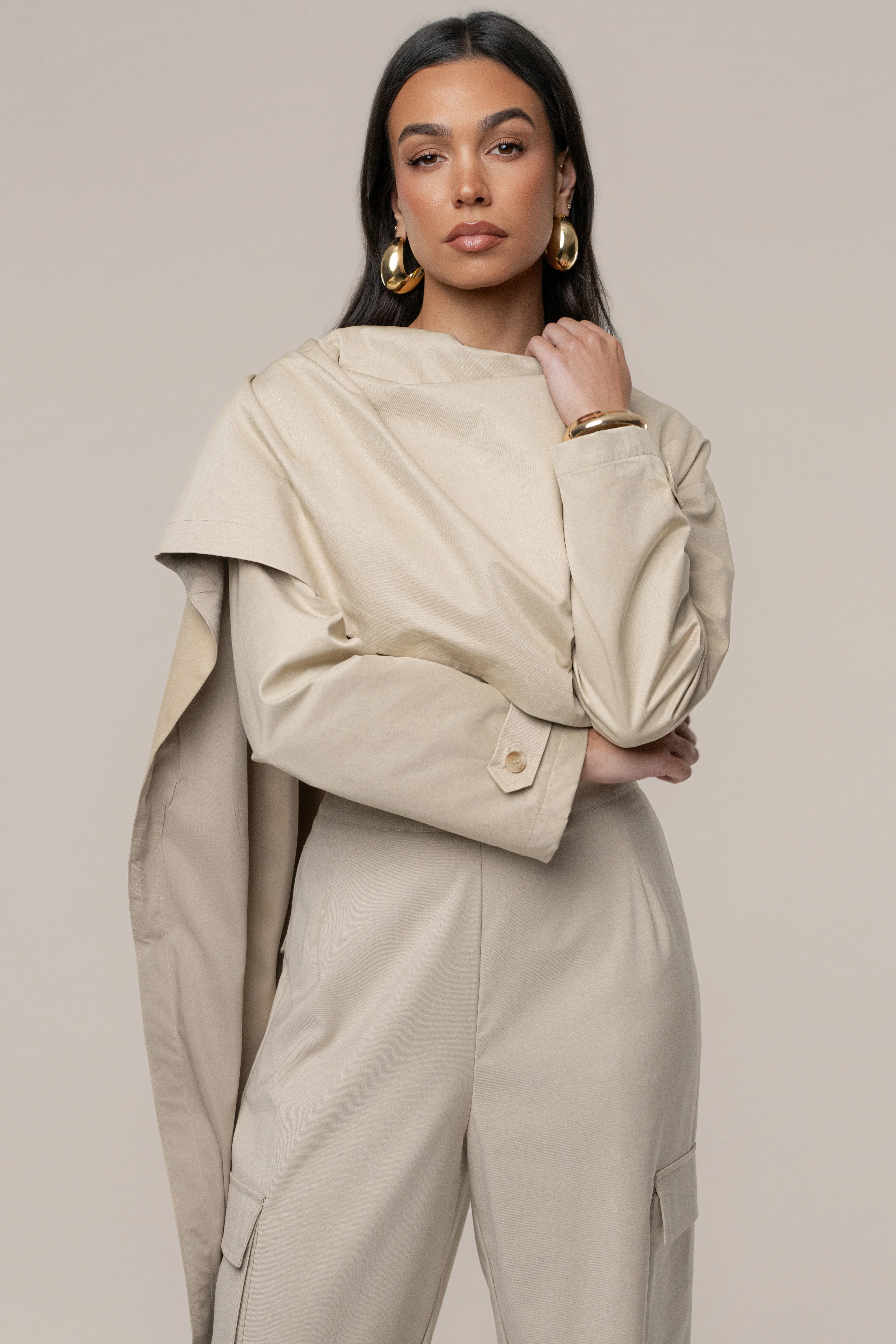 Khaki Next Level Cape Jacket - Image 2