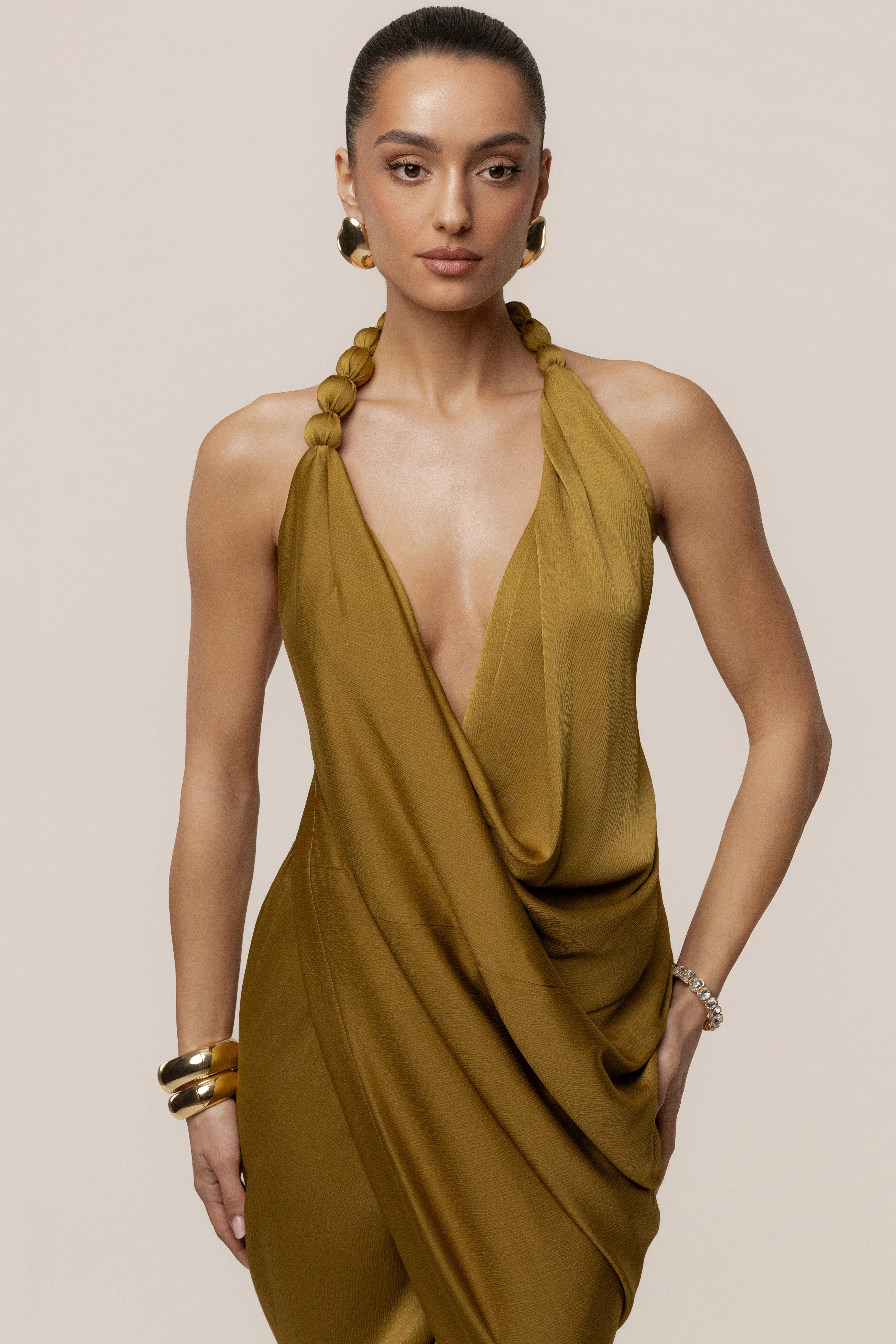 Lime Dolce Drape Dress - Image 3