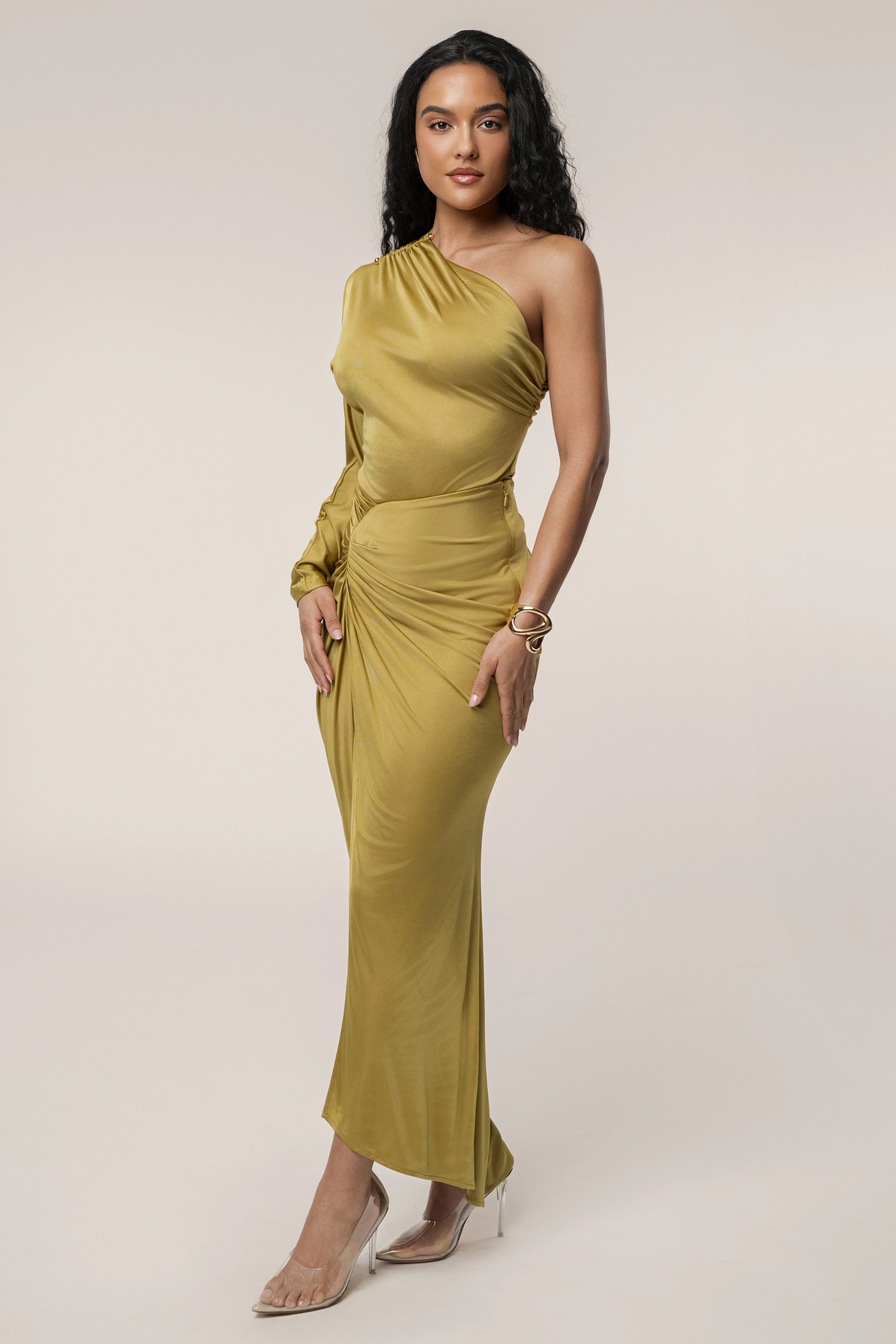 Lime Mira Drape Maxi Skirt - Image 6
