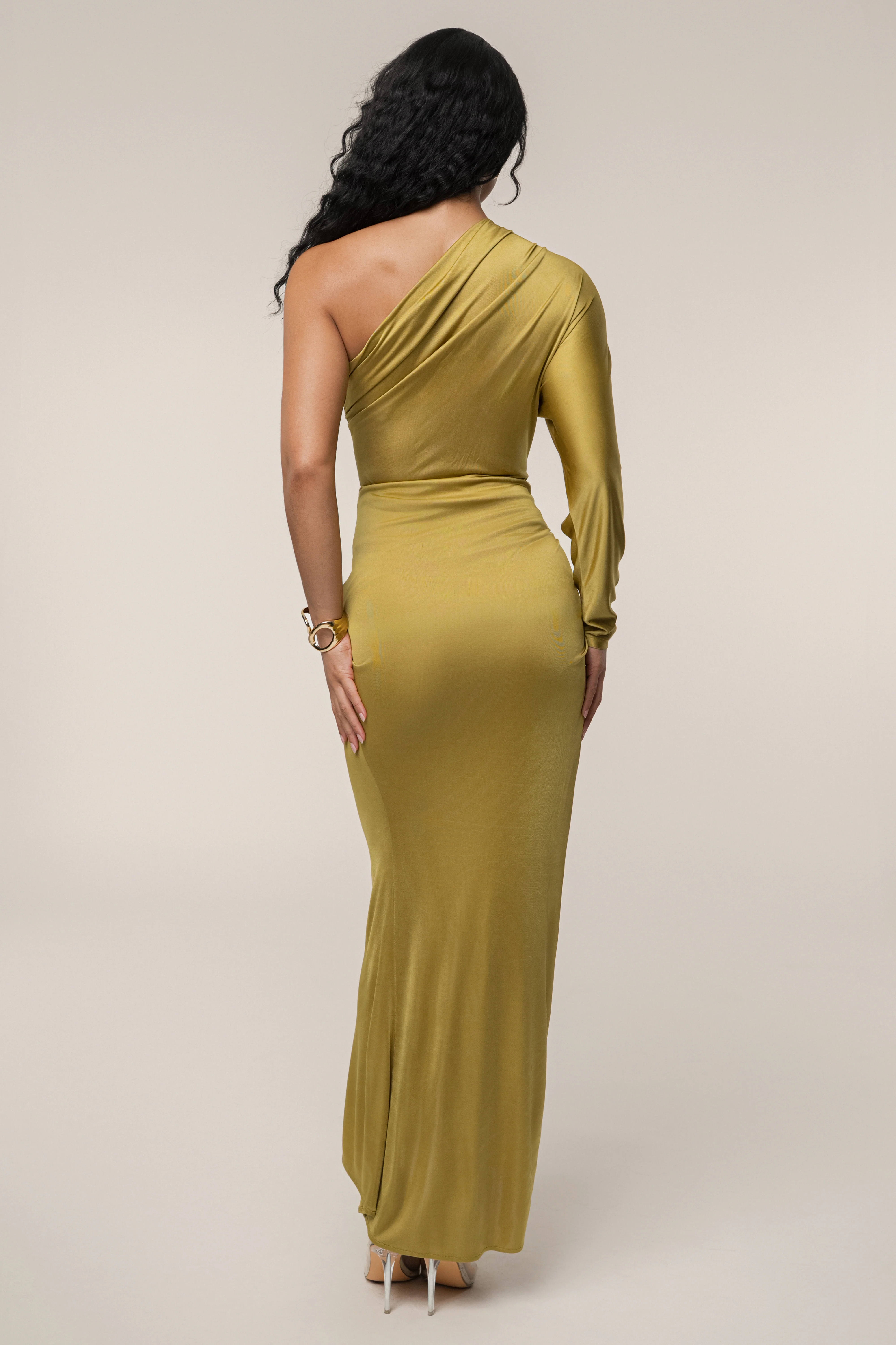Lime Mira Drape Maxi Skirt - Image 8