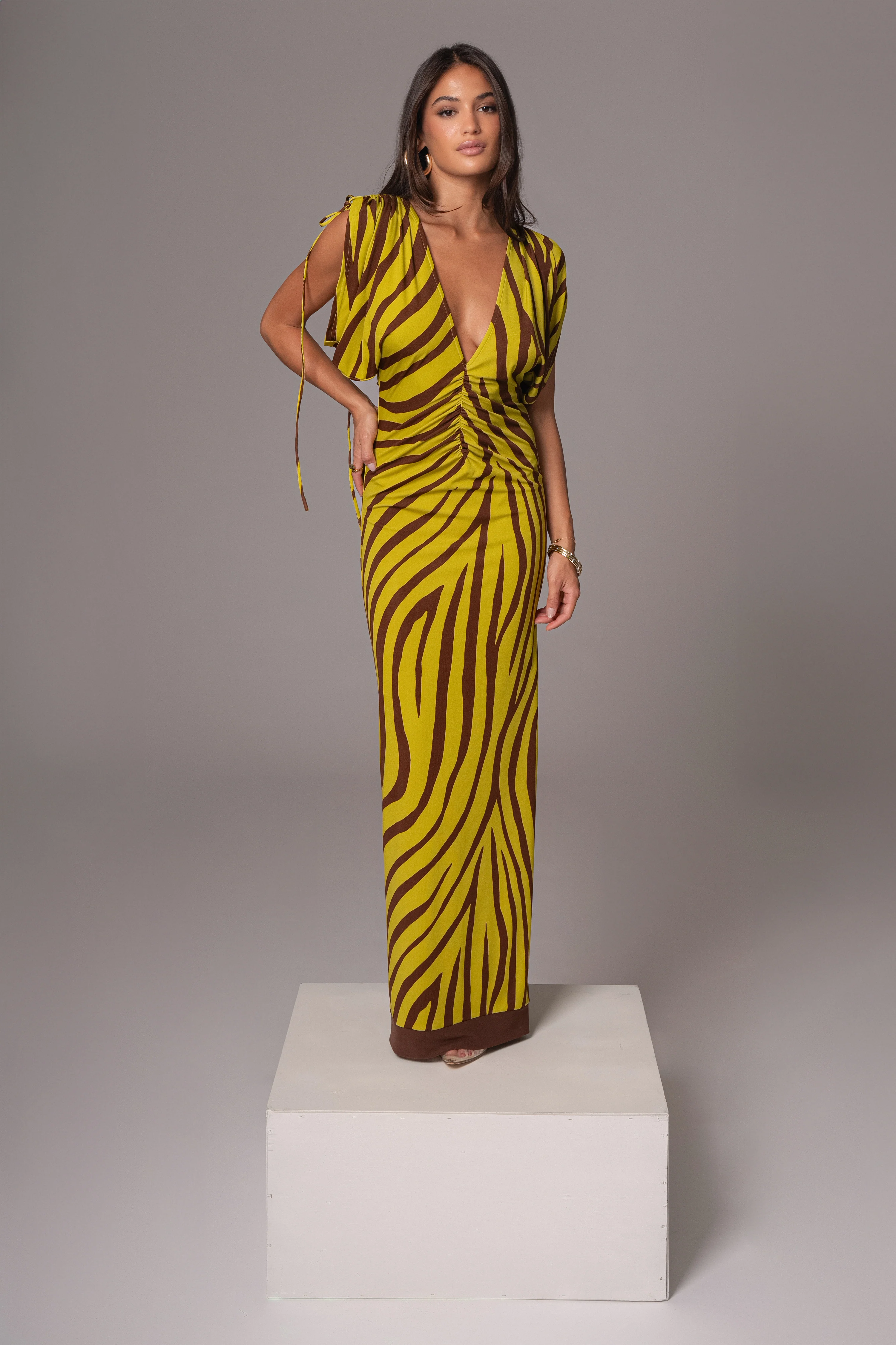 Lime Print Occasion Print Maxi Dress - Image 10