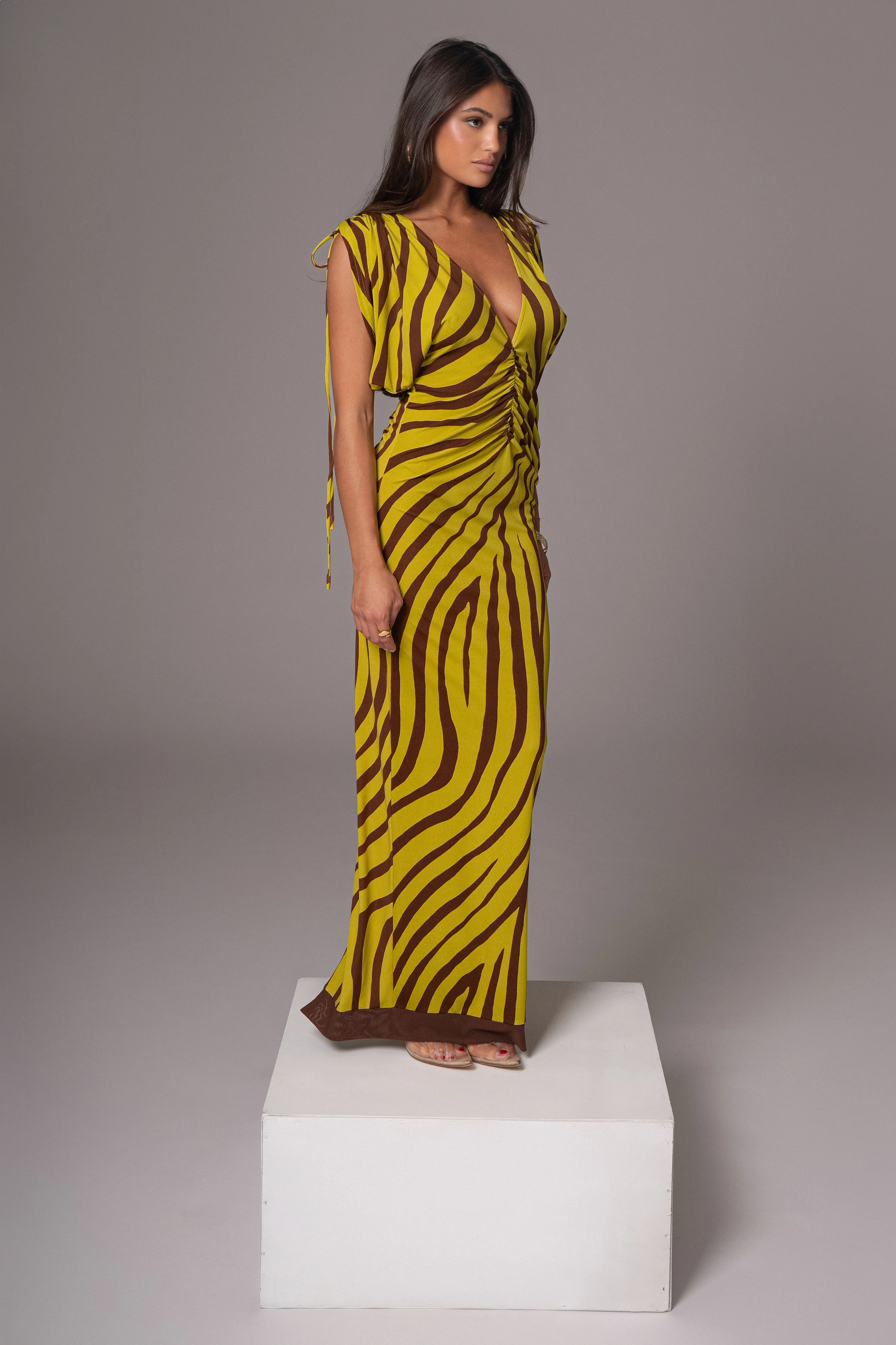 Lime Print Occasion Print Maxi Dress - Image 11