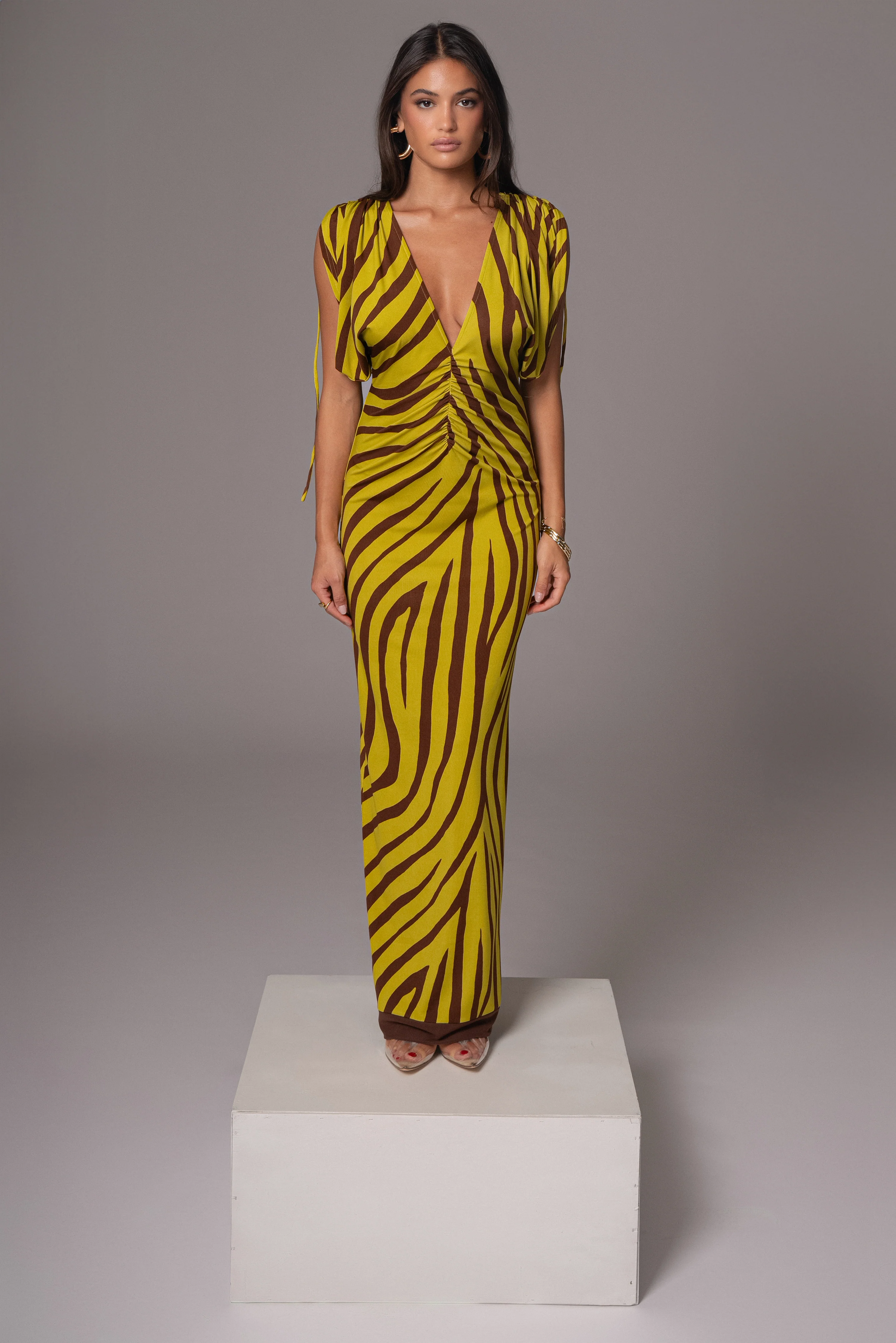 Lime Print Occasion Print Maxi Dress - Image 4
