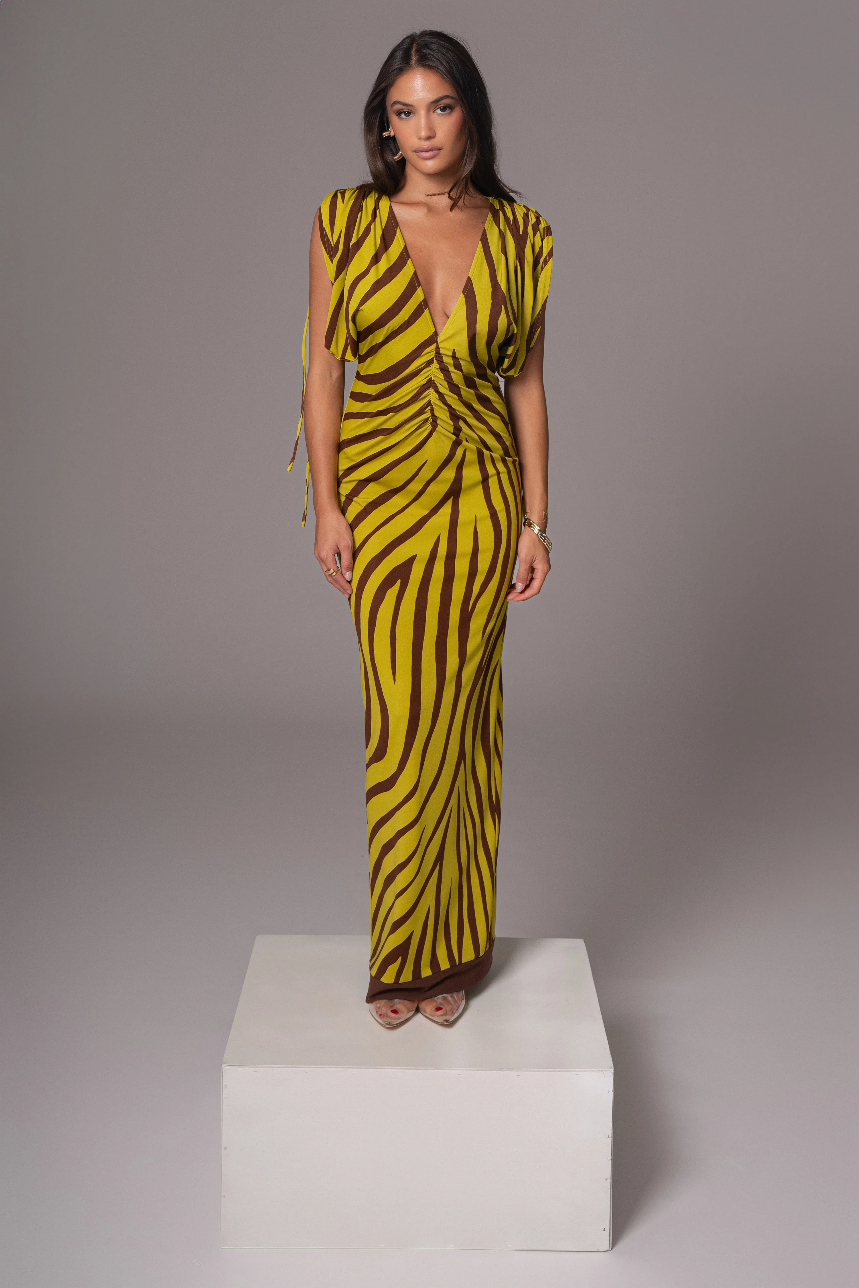 Lime Print Occasion Print Maxi Dress - Image 6