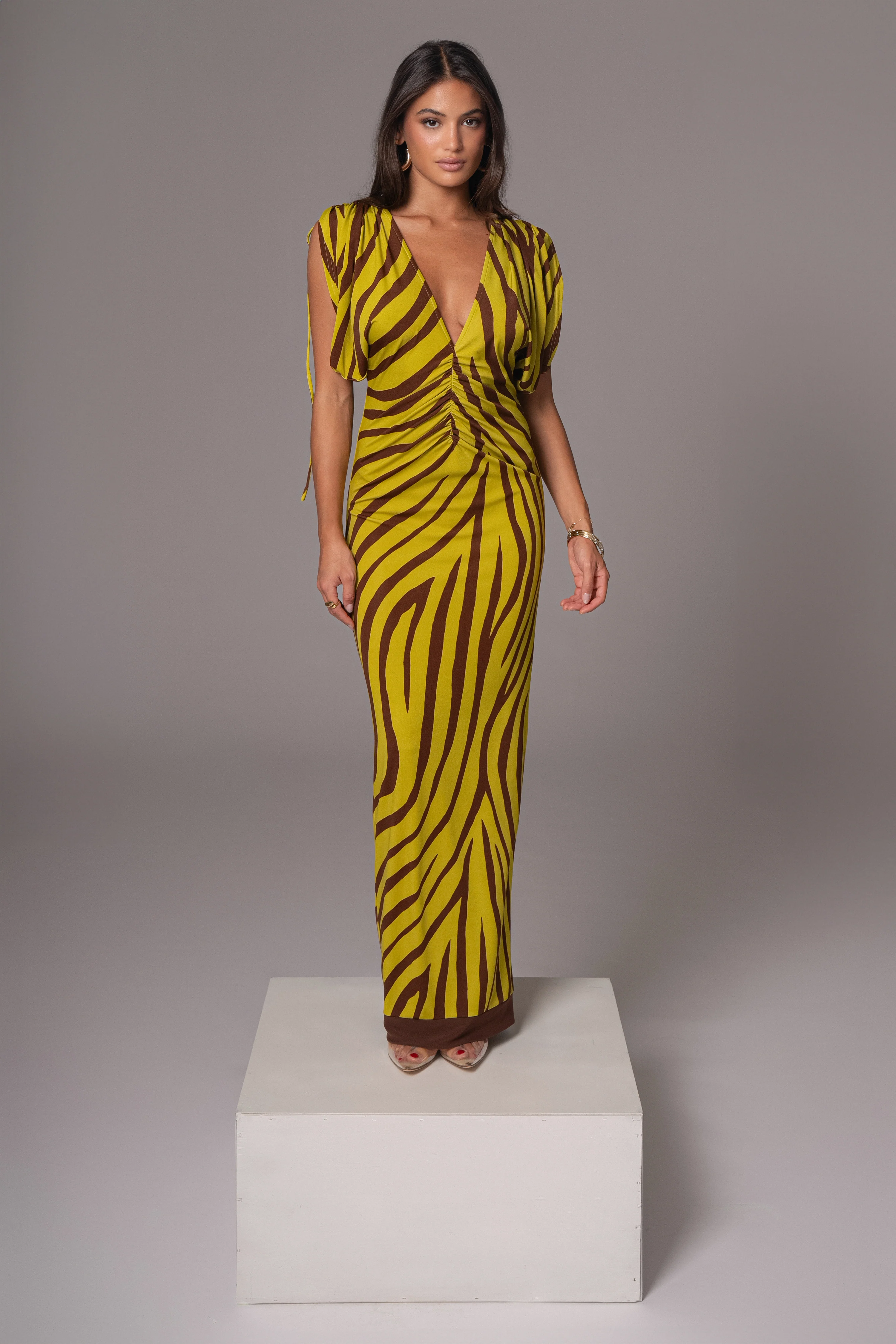 Lime Print Occasion Print Maxi Dress - Image 8