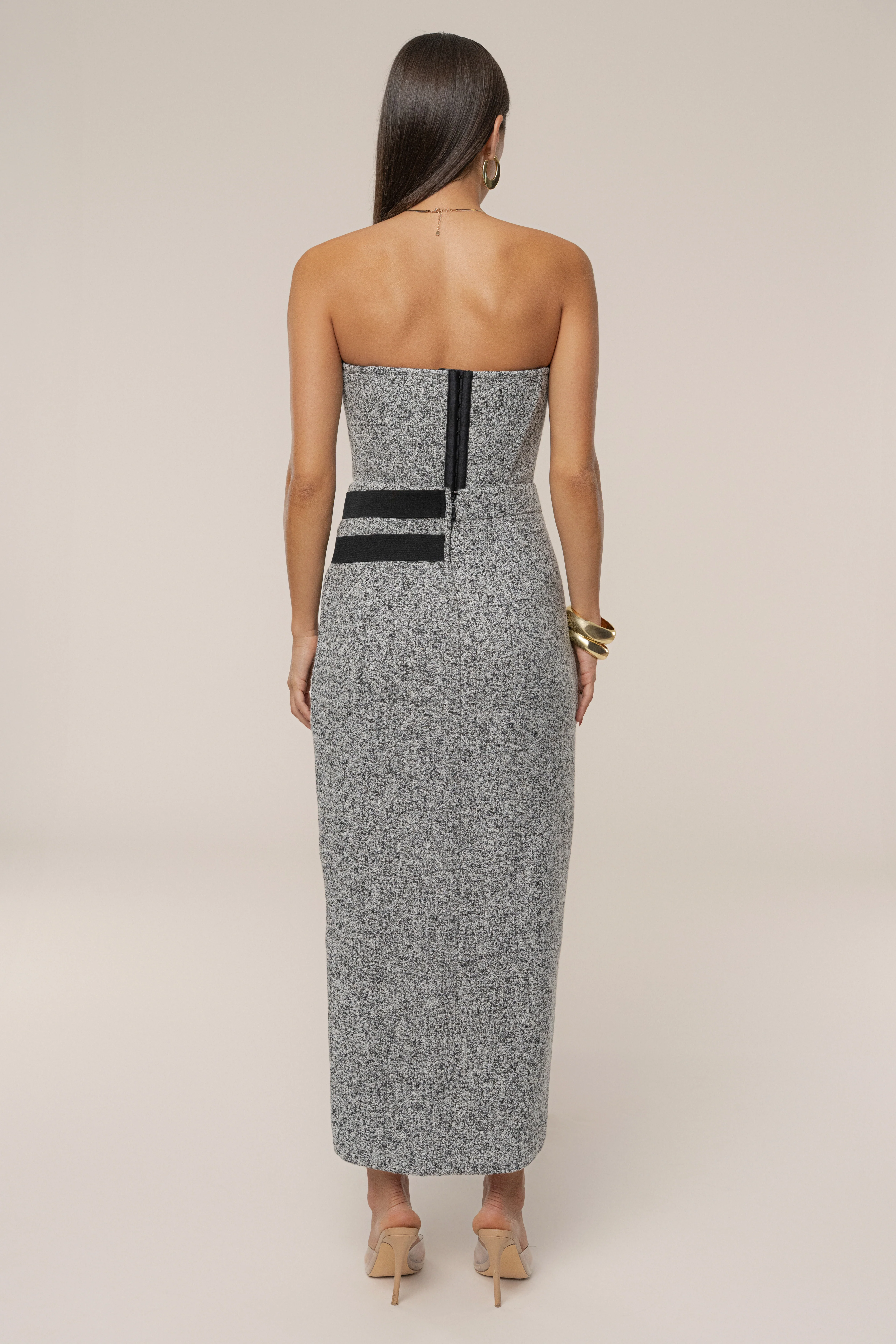 Lt. Grey Gisele Tweed Slit Skirt - Image 14