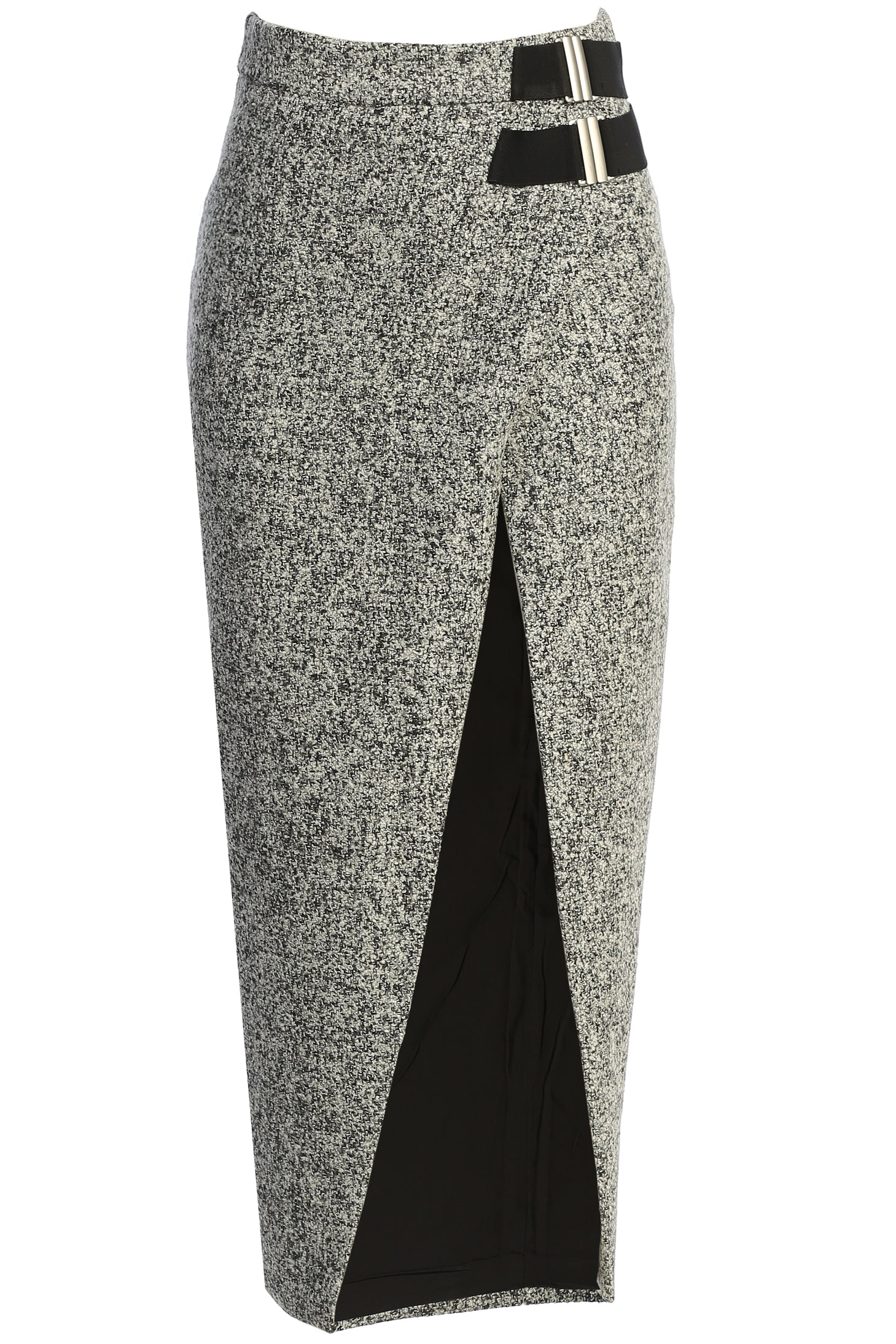 Lt. Grey Gisele Tweed Slit Skirt - Image 3