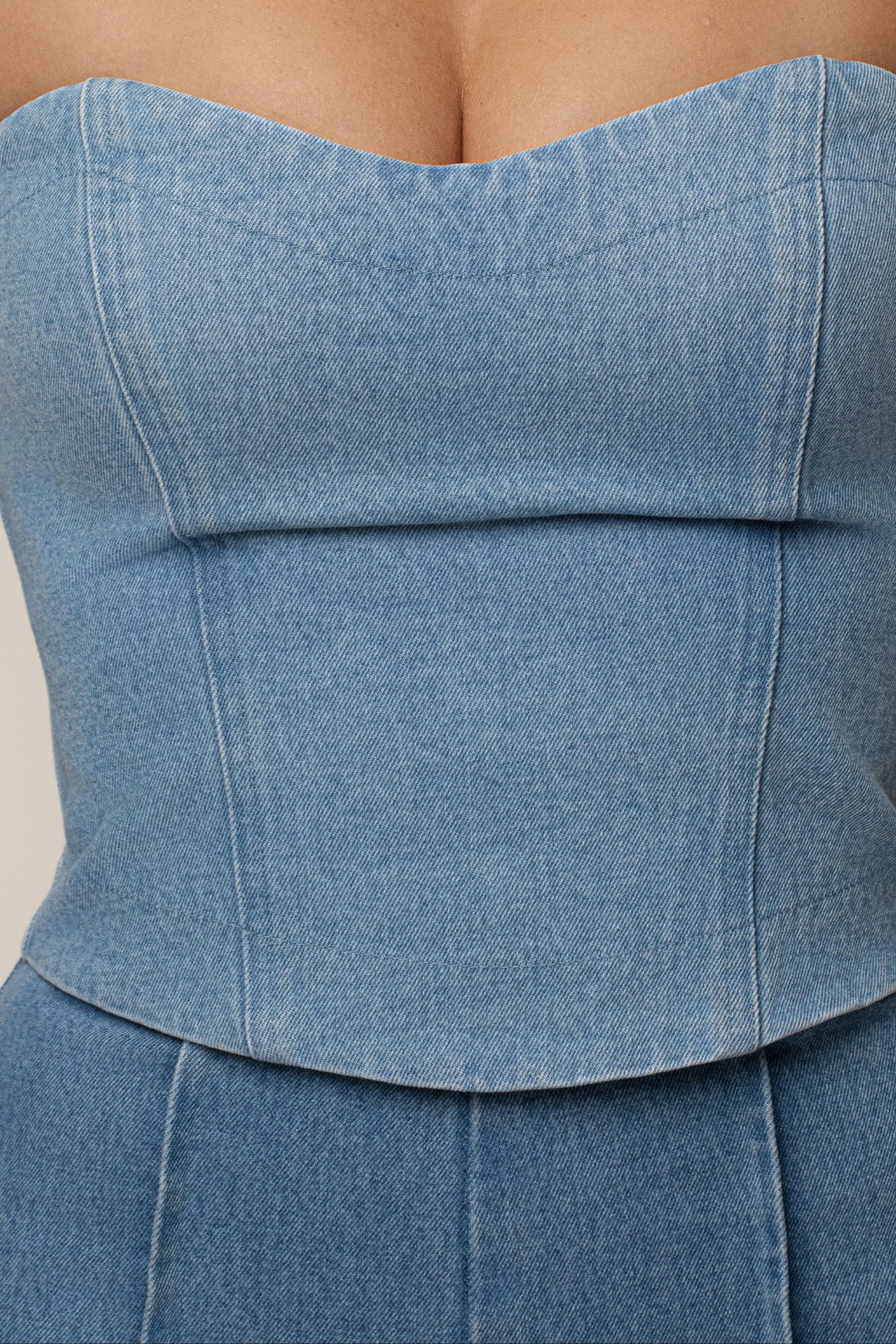 Medium Wash All You Need Denim Corset - Image 11