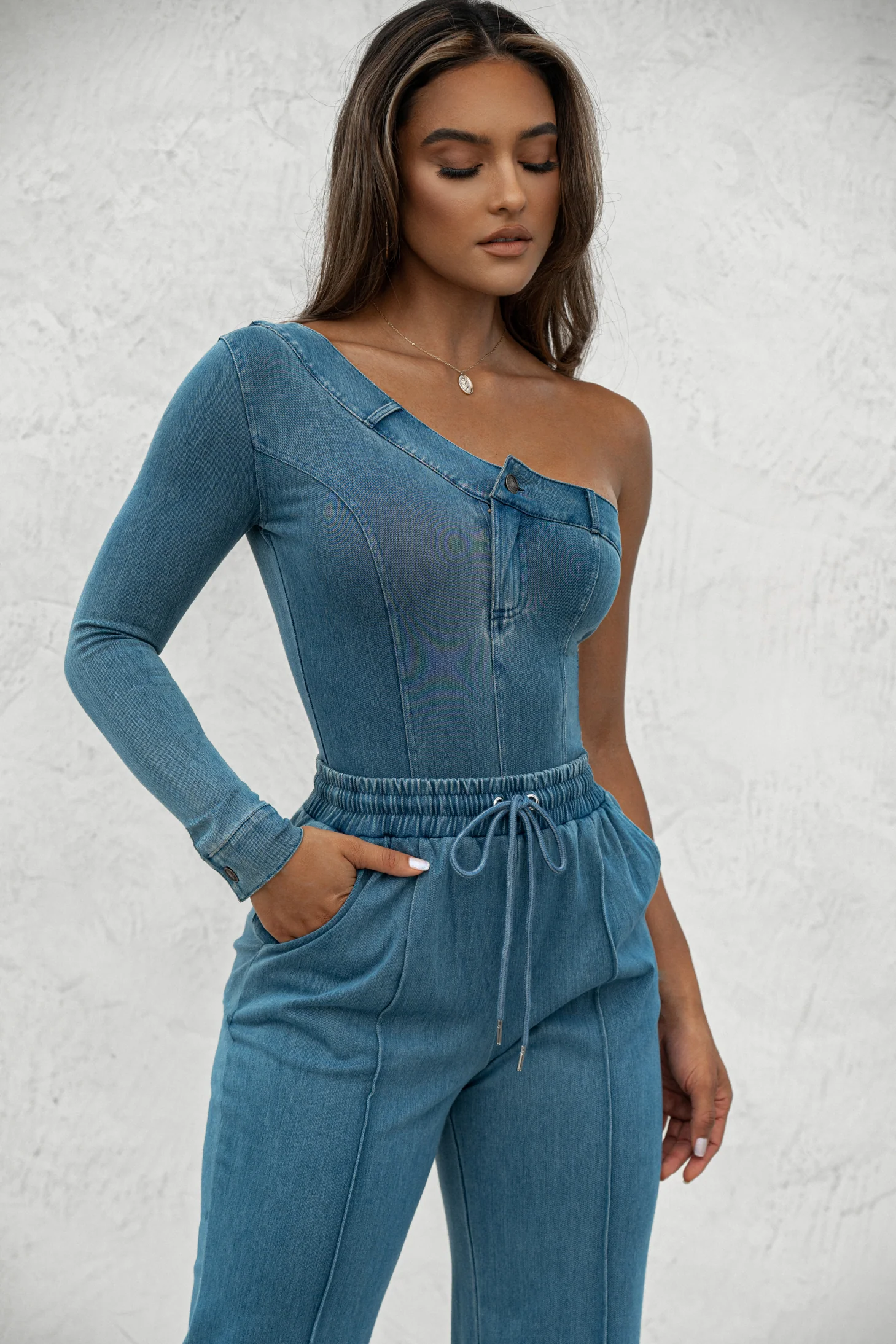 Medium Wash Button Me Up Bodysuit - Image 10