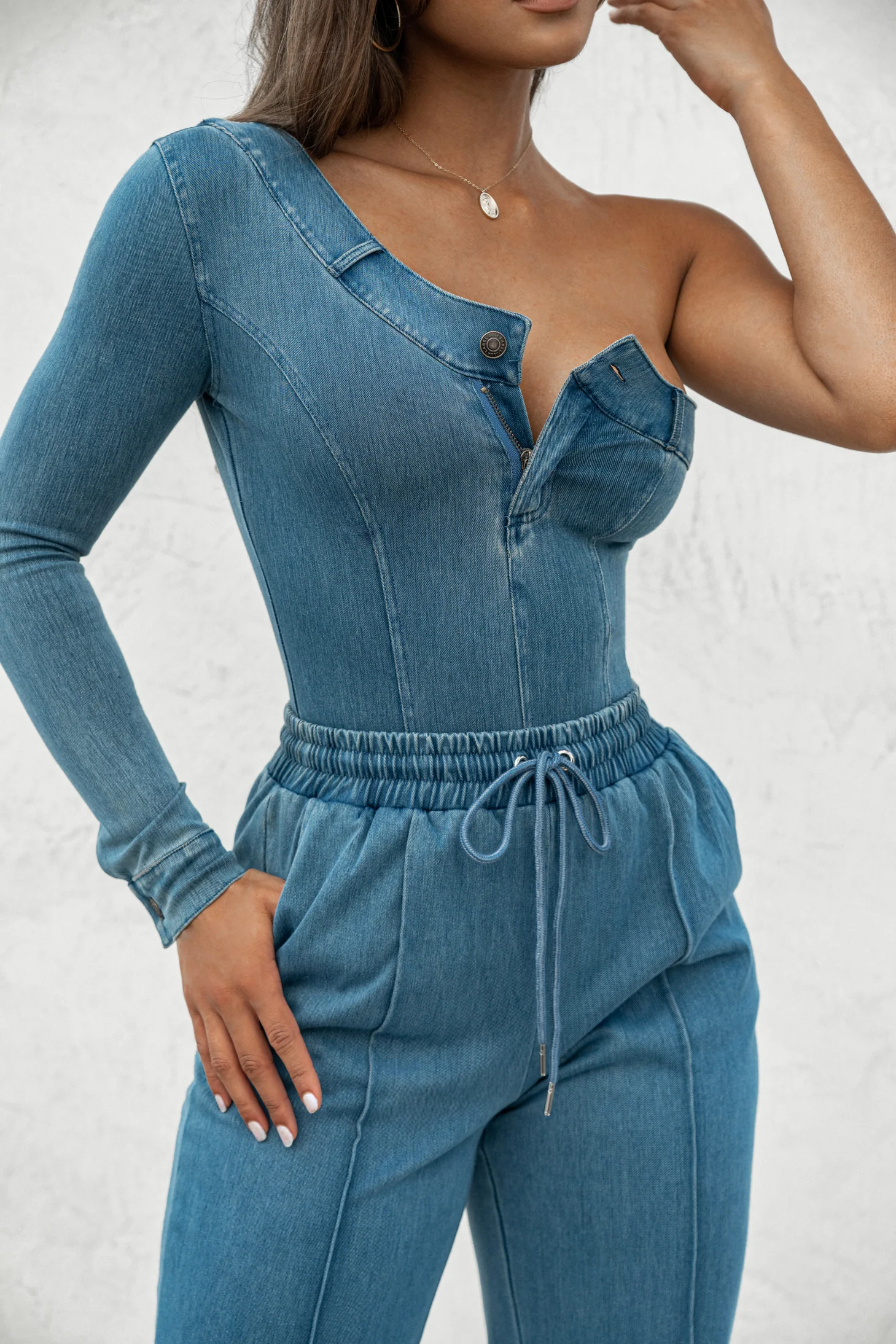 Medium Wash Button Me Up Bodysuit - Image 14