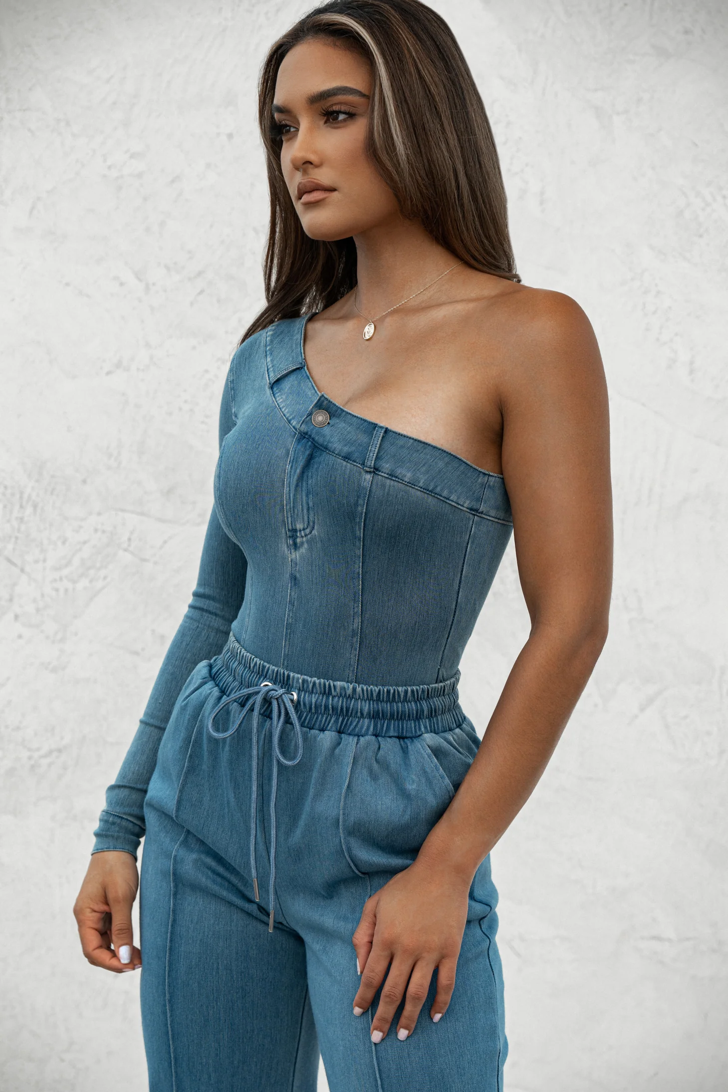 Medium Wash Button Me Up Bodysuit - Image 16