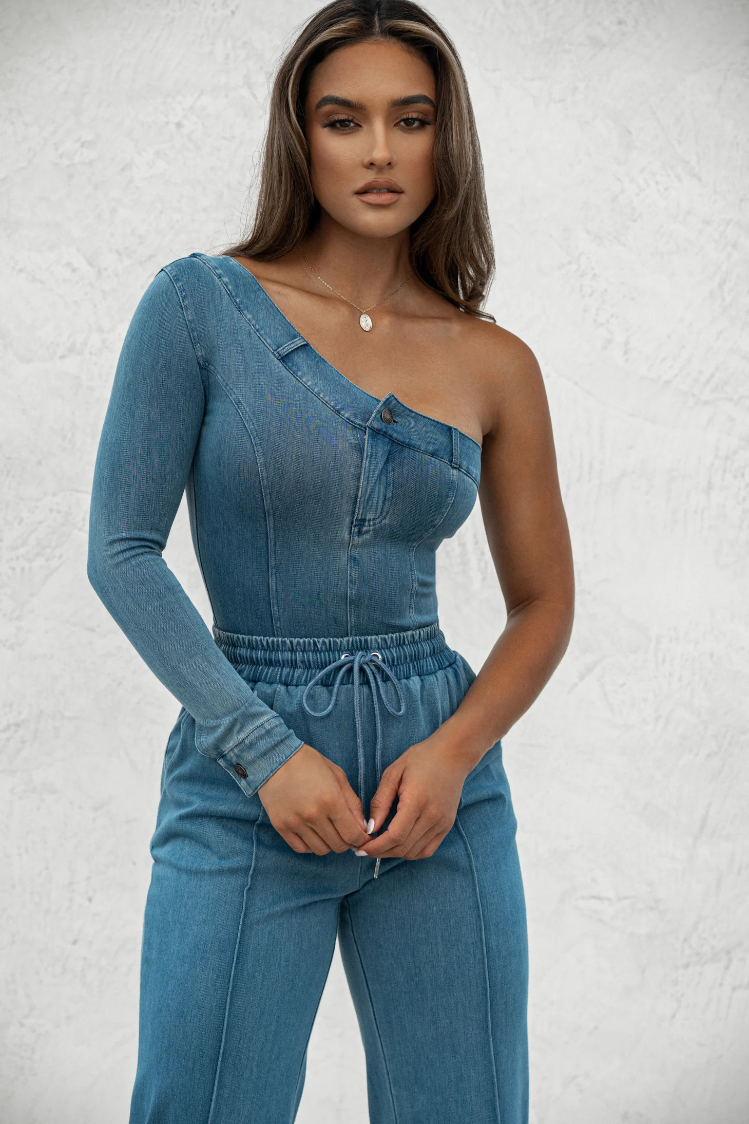 Medium Wash Button Me Up Bodysuit - Image 4