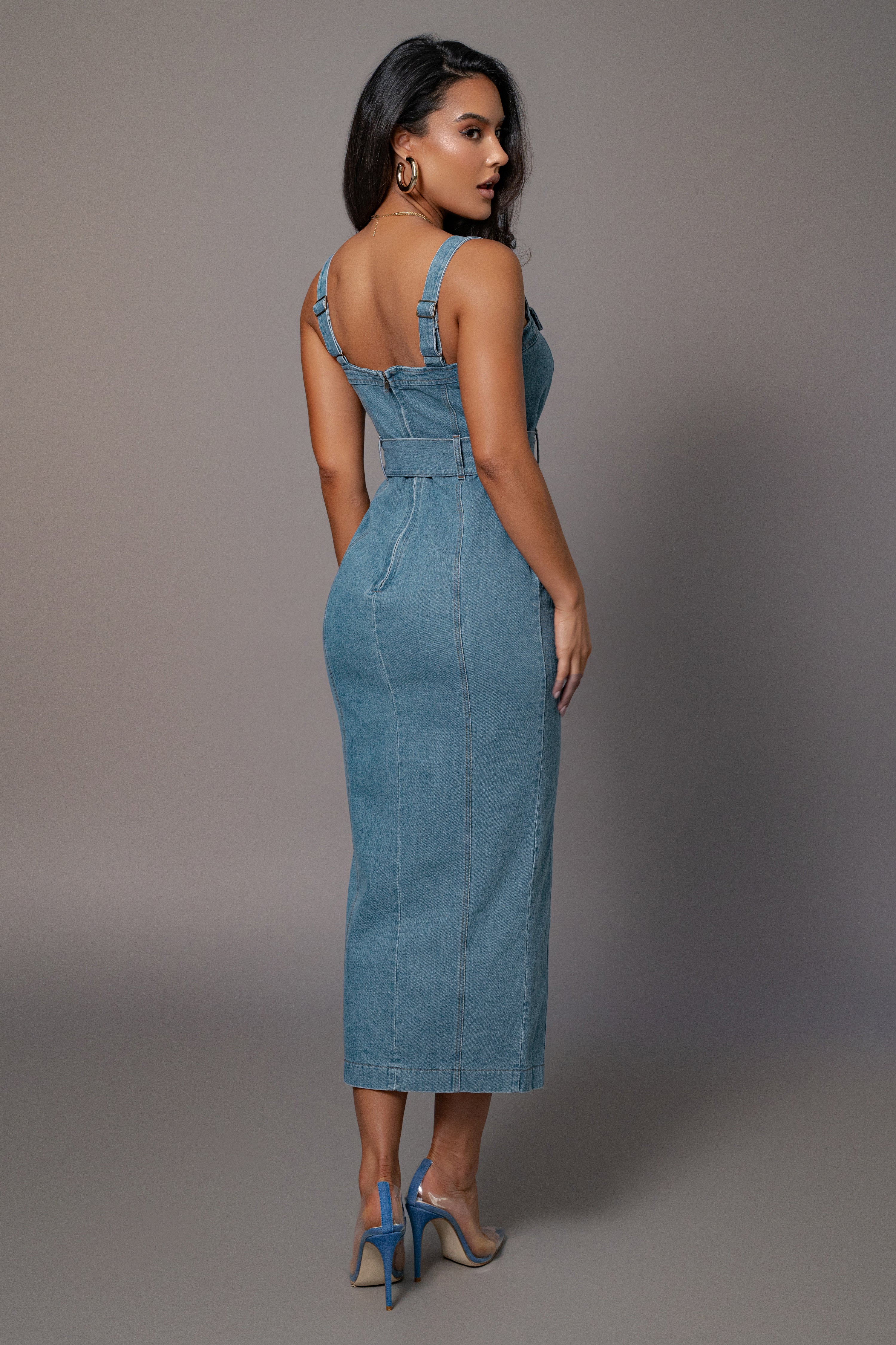 Medium Wash Celene Denim Maxi Dress - Image 4