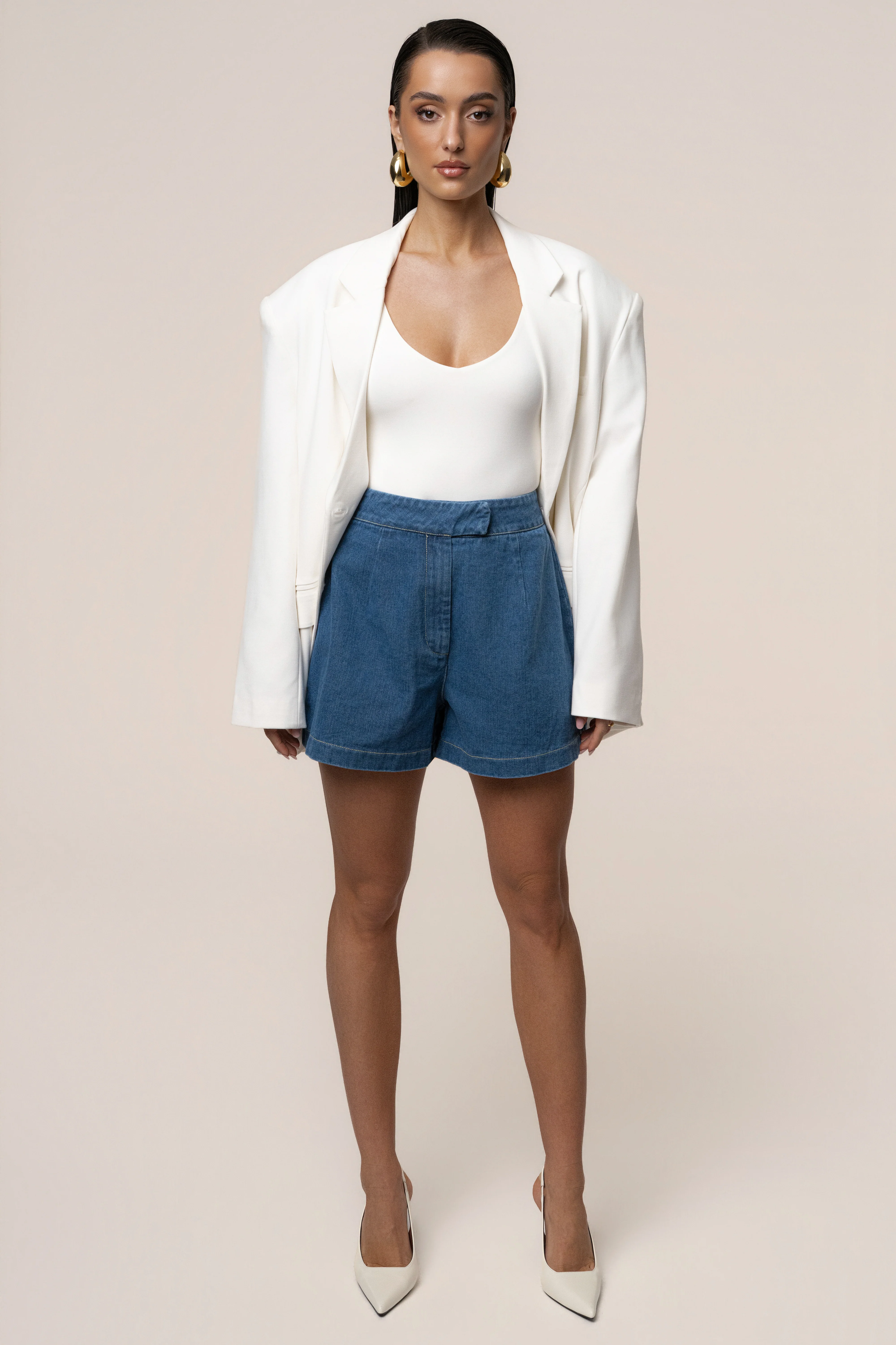Medium Wash City Stroll Denim Shorts - Image 3
