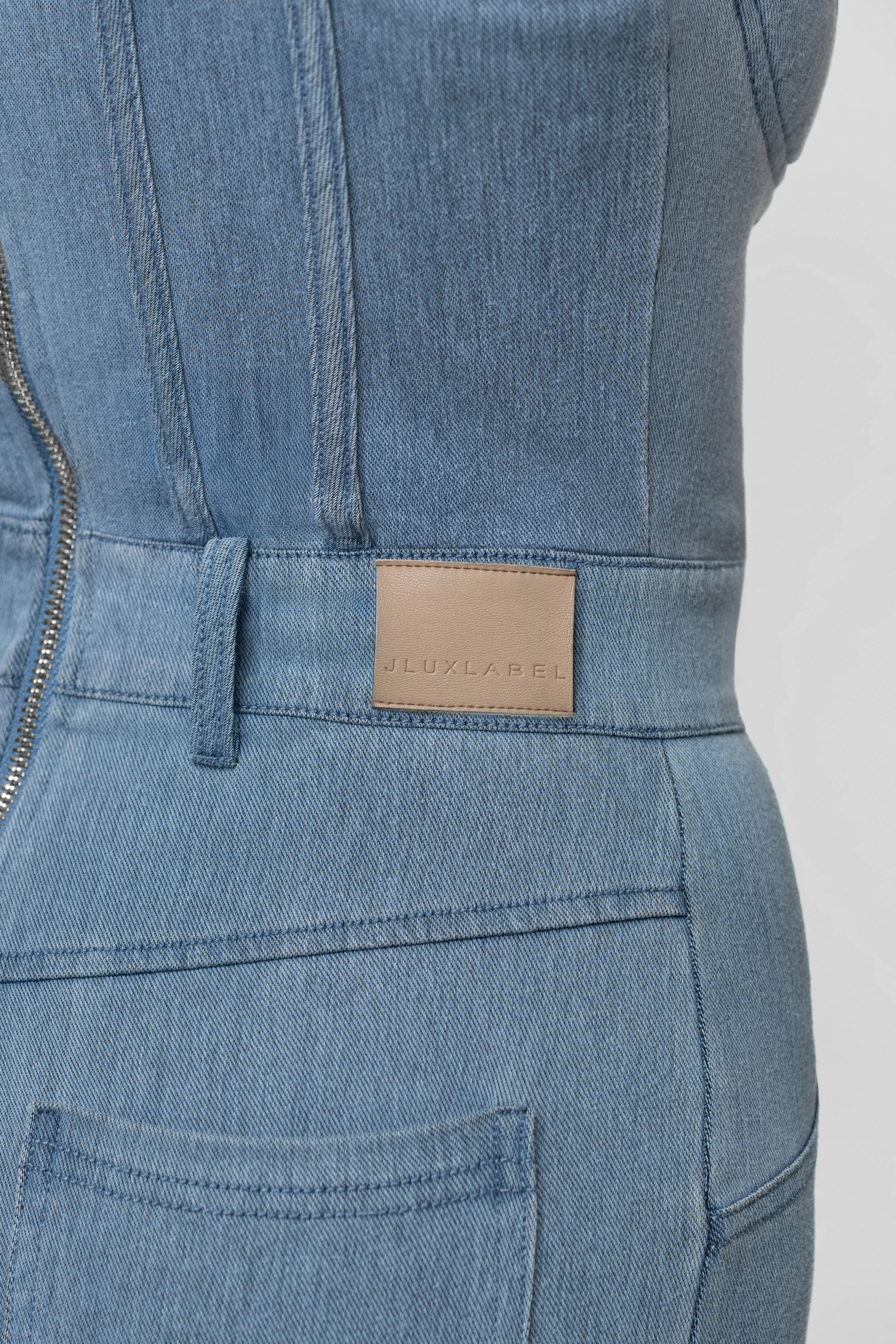 Medium Wash Denim Diya Bustier Jumpsuit - Image 25