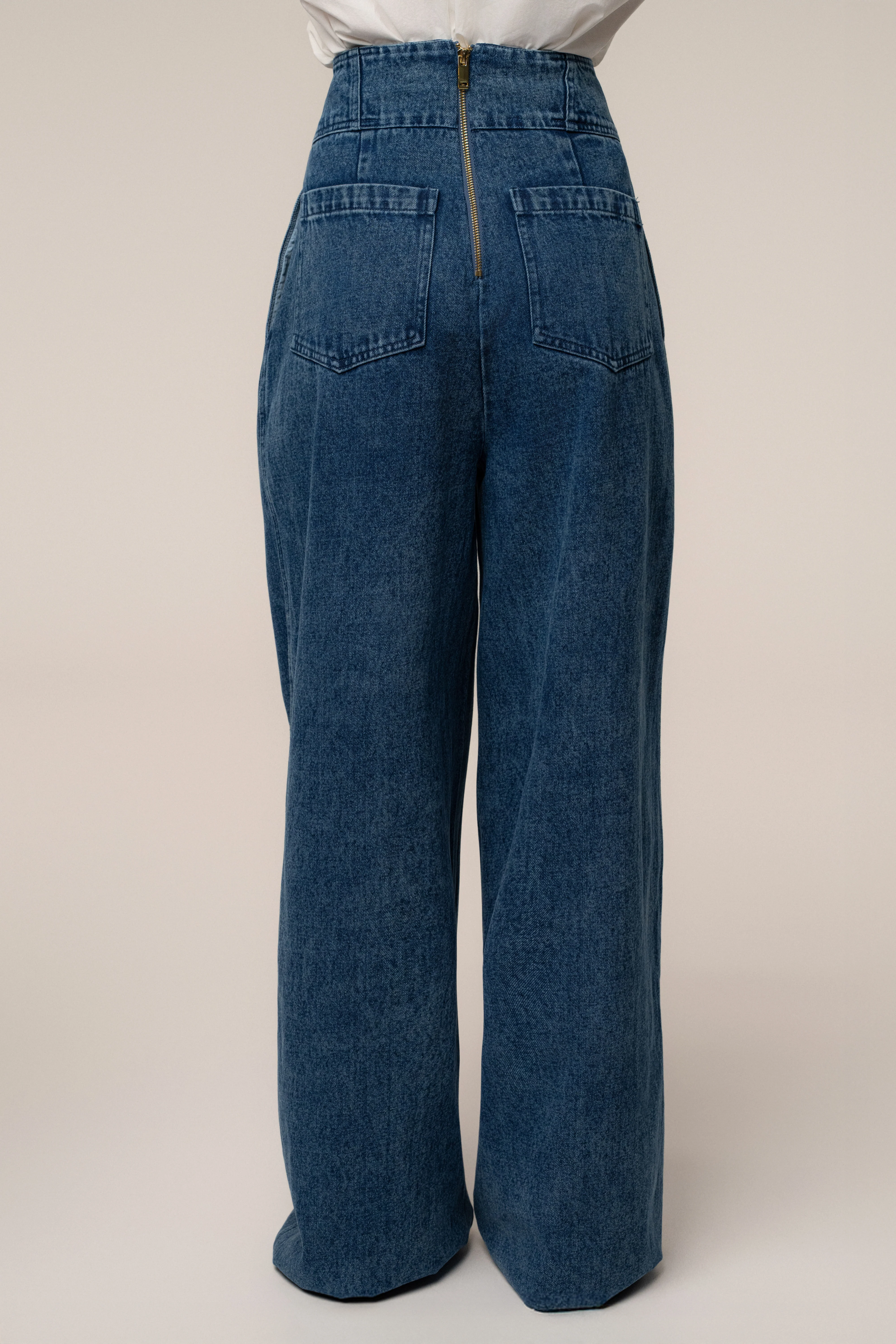 Medium Wash Denim Legacy Pleated Pants - Image 10