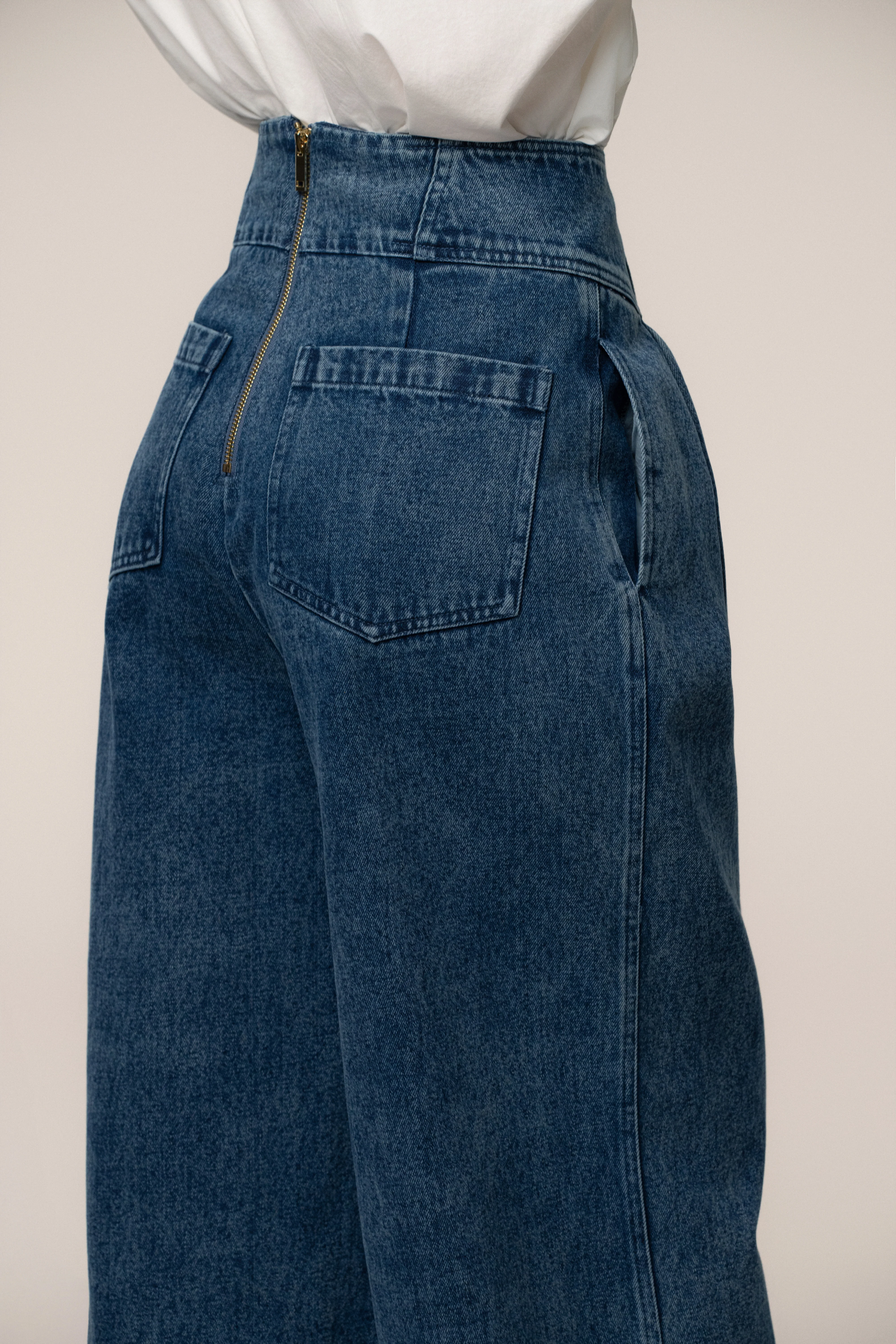 Medium Wash Denim Legacy Pleated Pants - Image 11
