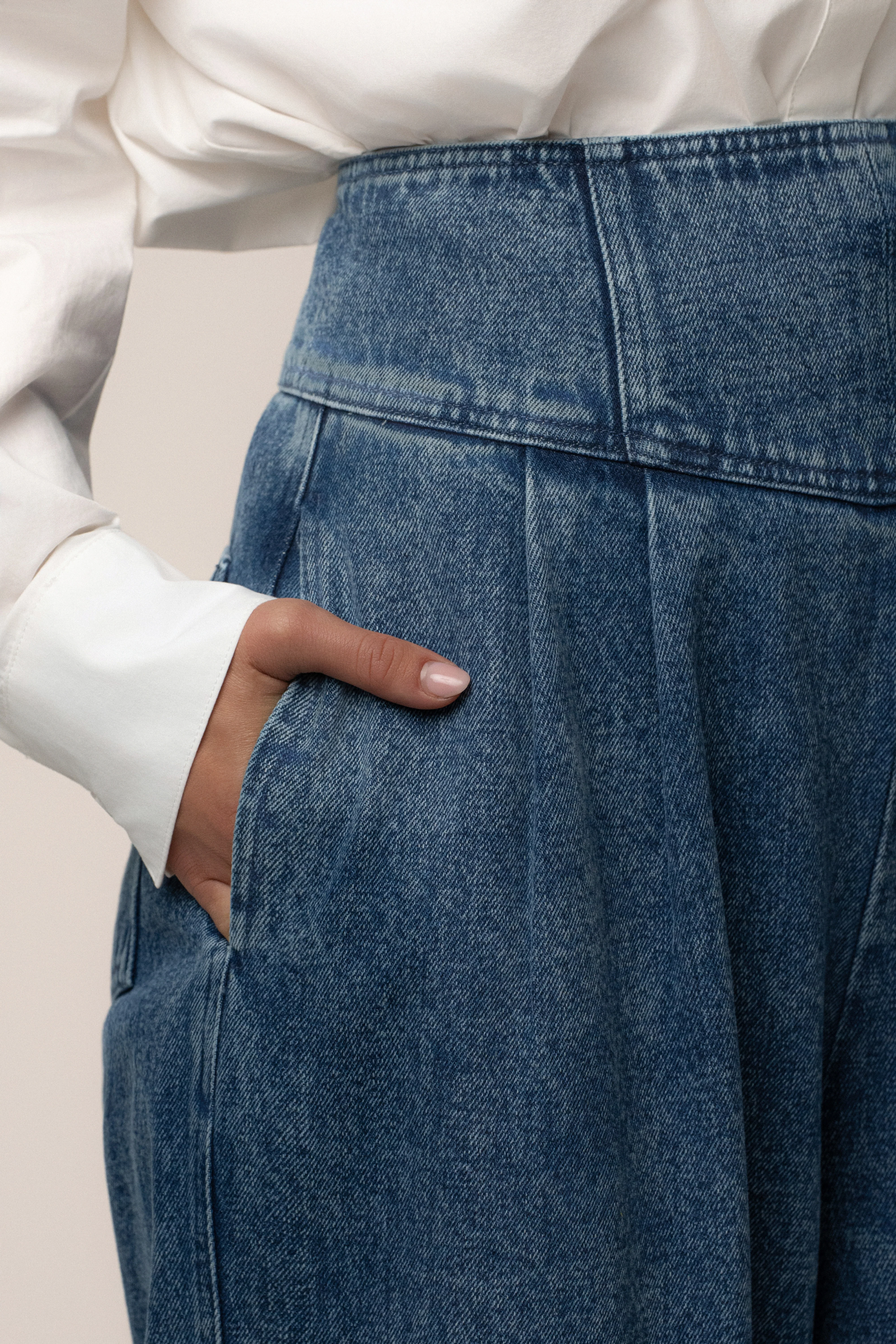 Medium Wash Denim Legacy Pleated Pants - Image 12