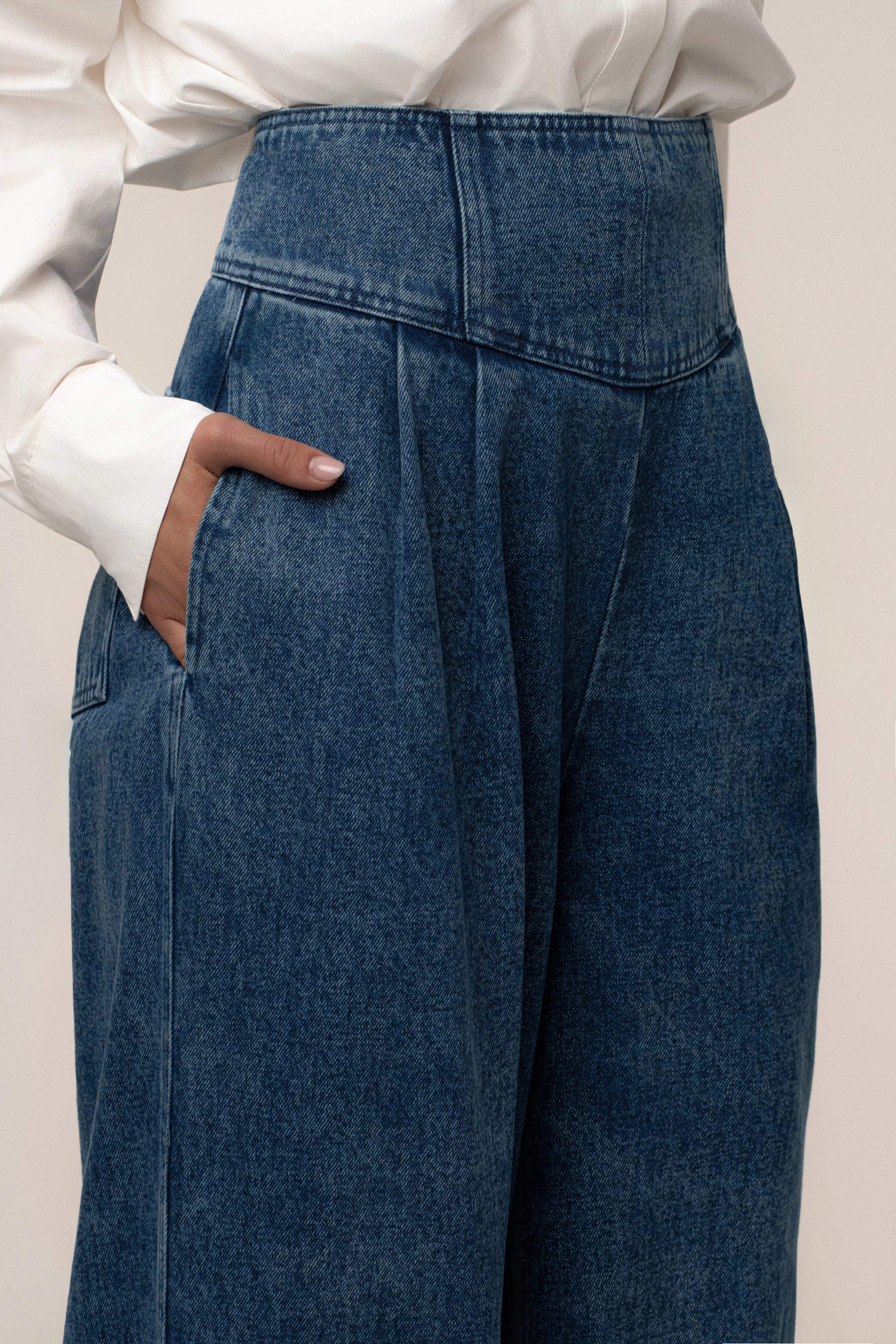 Medium Wash Denim Legacy Pleated Pants - Image 5
