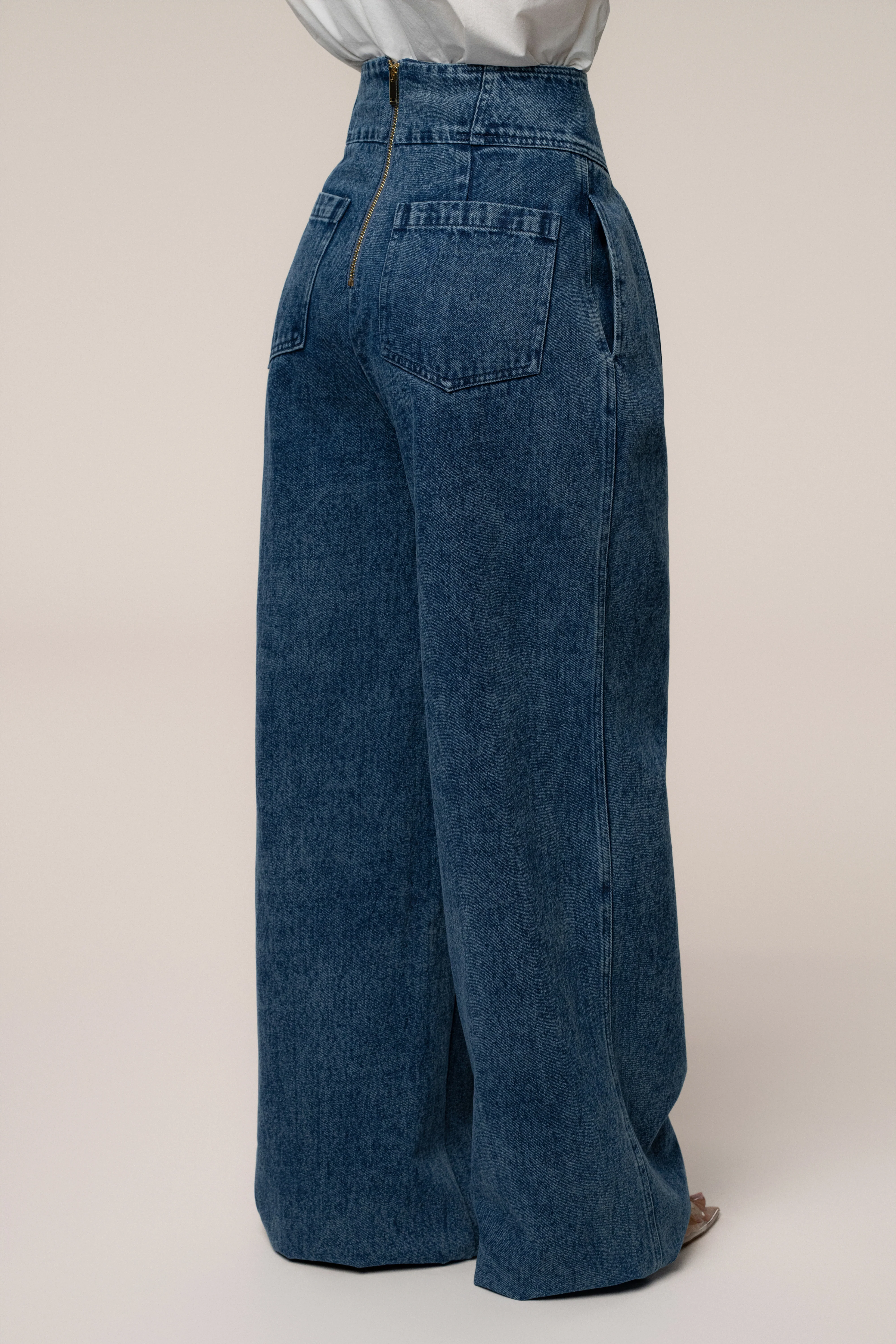 Medium Wash Denim Legacy Pleated Pants - Image 6