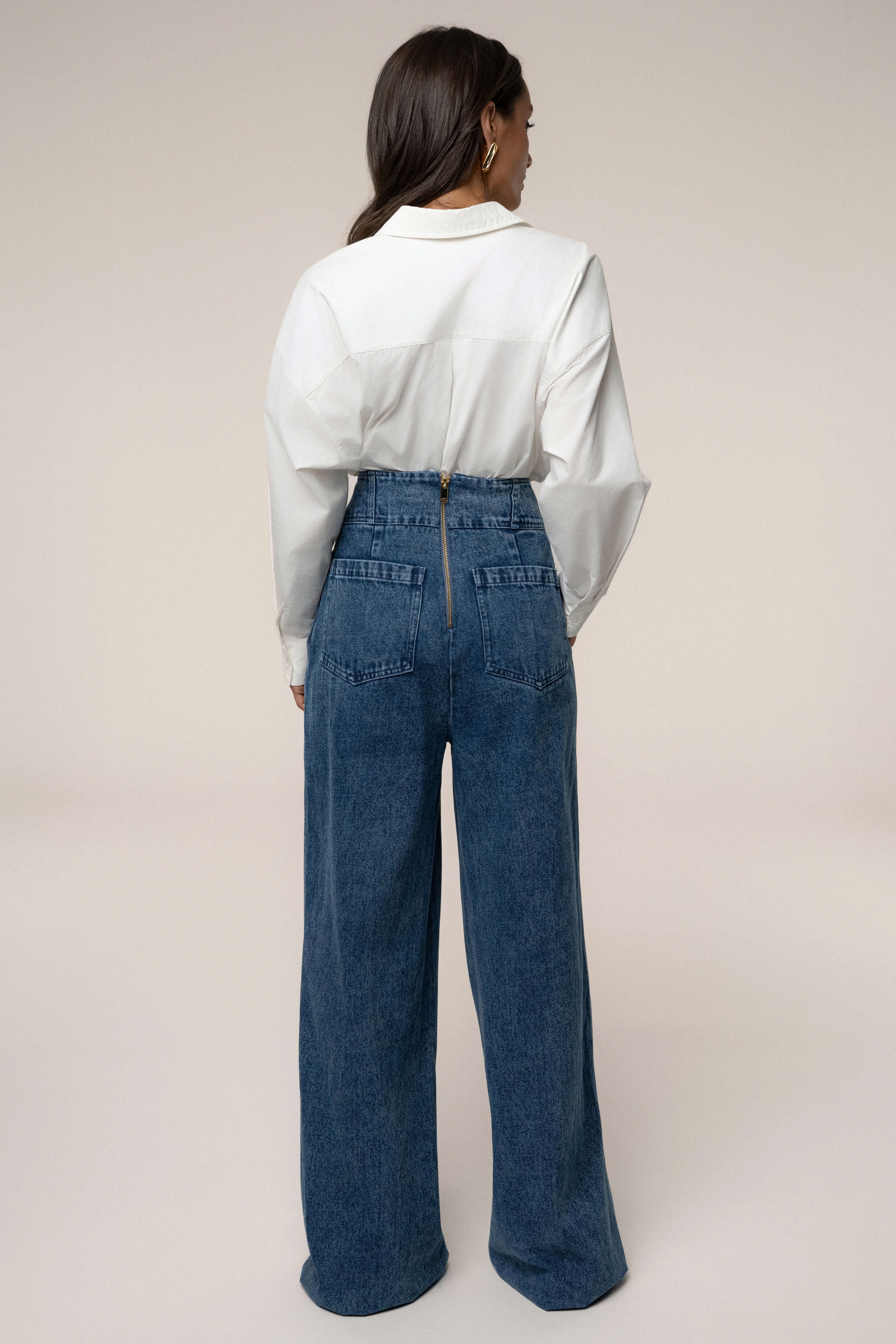 Medium Wash Denim Legacy Pleated Pants - Image 9