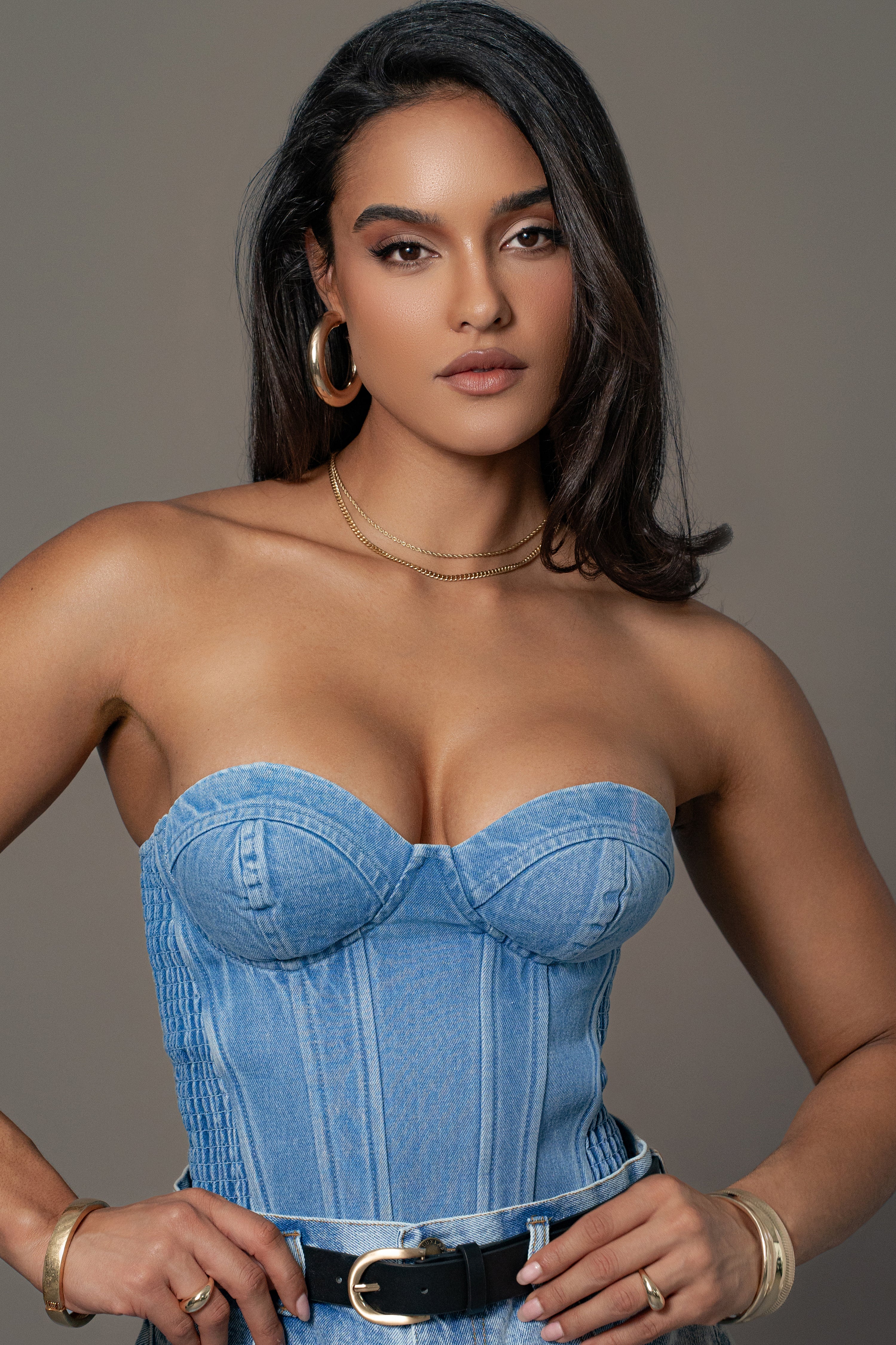 Medium Wash Denim Marsella Sweetheart Corset - Image 6