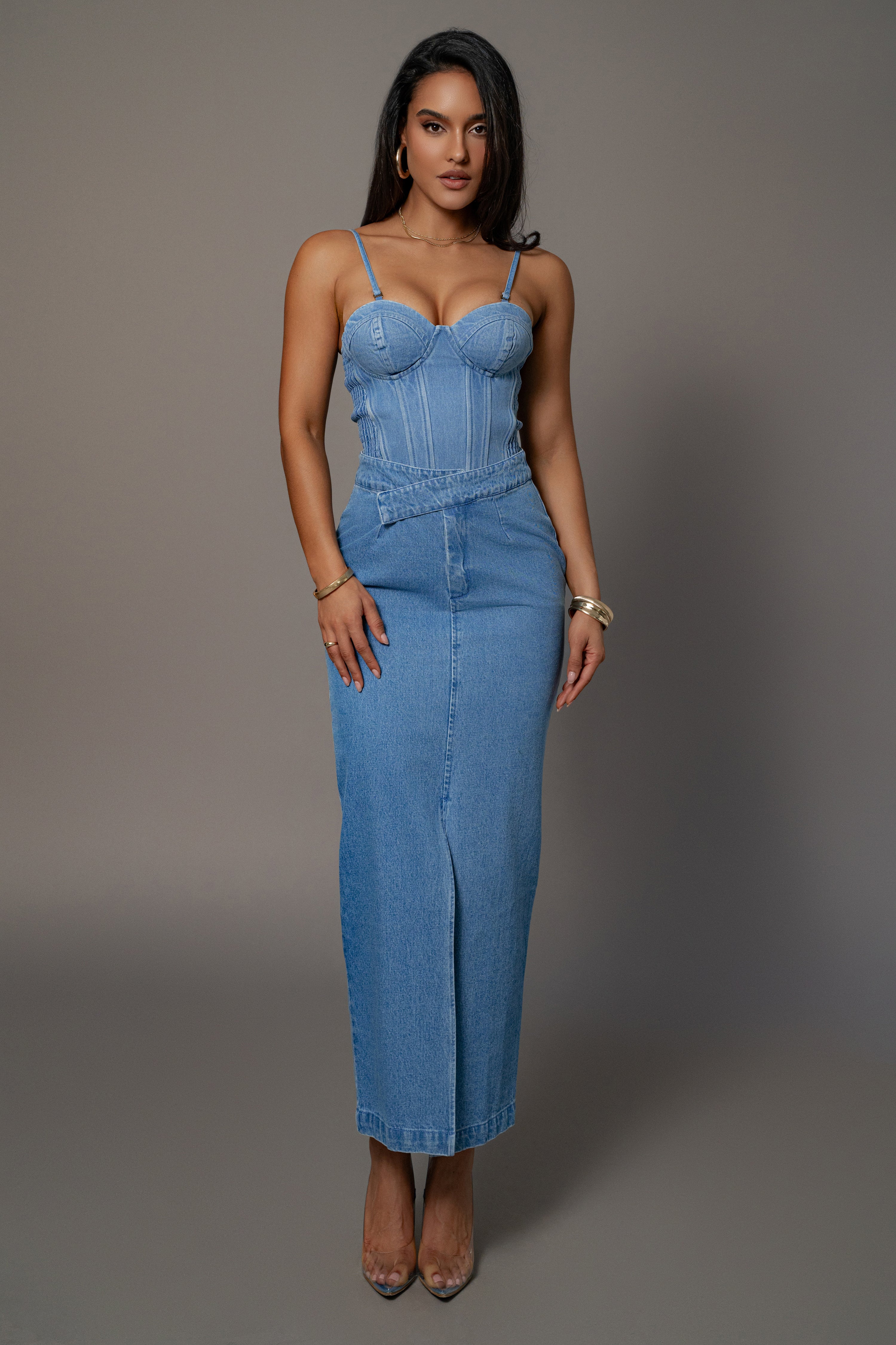 Medium Wash Denim Marsella Sweetheart Corset - Image 9
