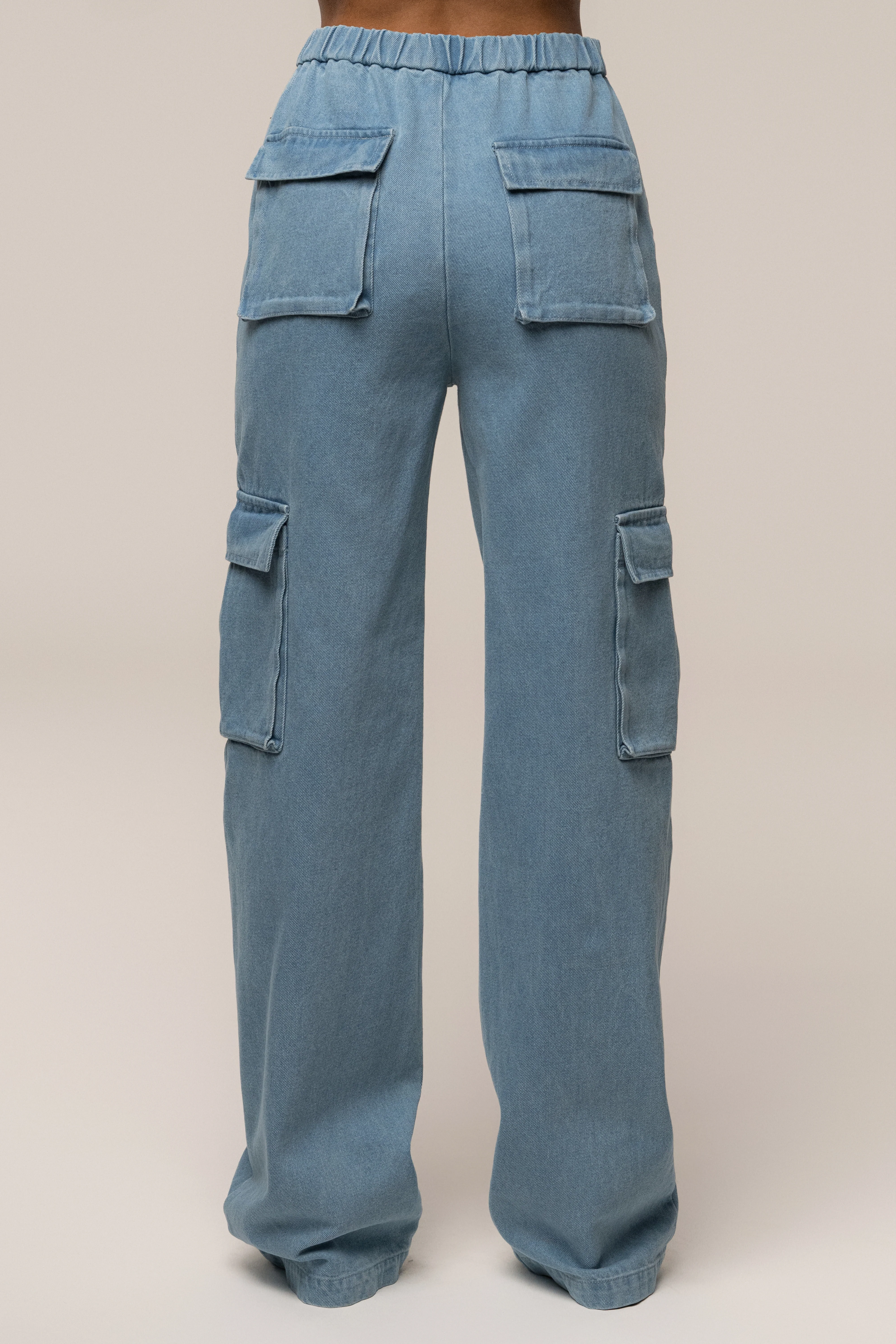 Medium Wash Denim Utility Cargo Pants - Image 13
