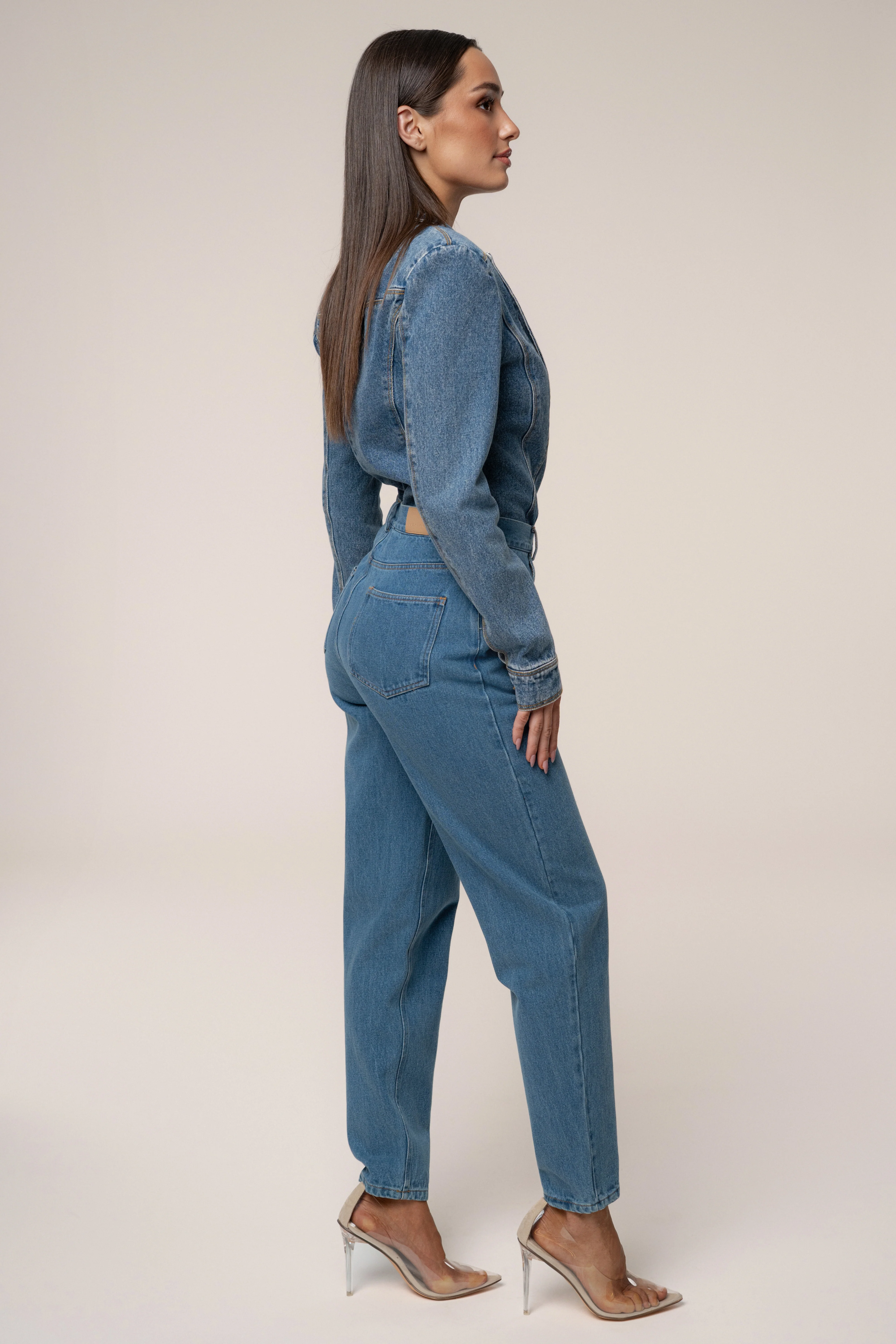 Medium Wash Dominica Structured Denim Bodysuit - Image 11