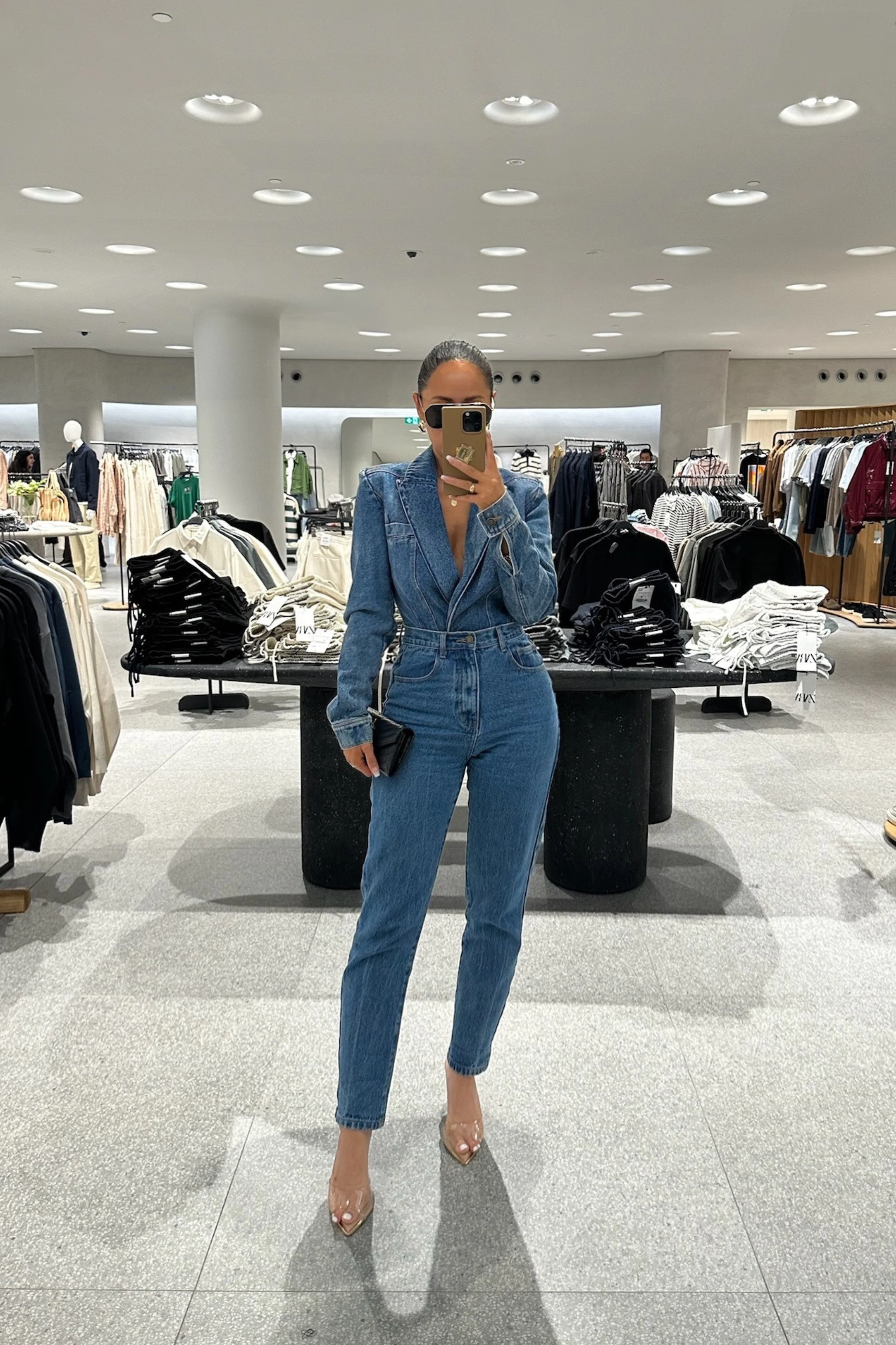 Medium Wash Dominica Structured Denim Bodysuit - Image 4
