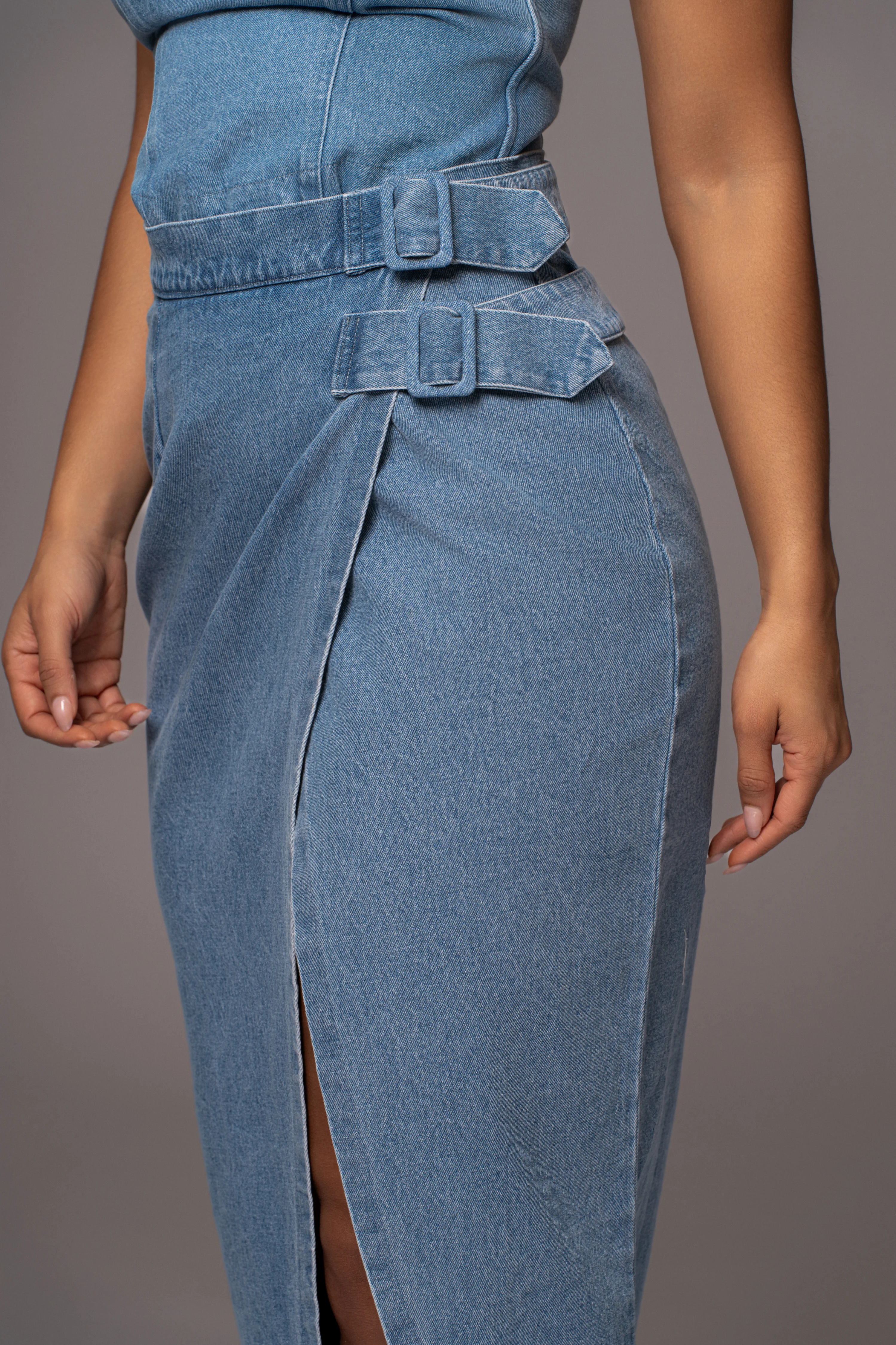 Medium Wash Gisele Denim Slit Skirt - Image 5