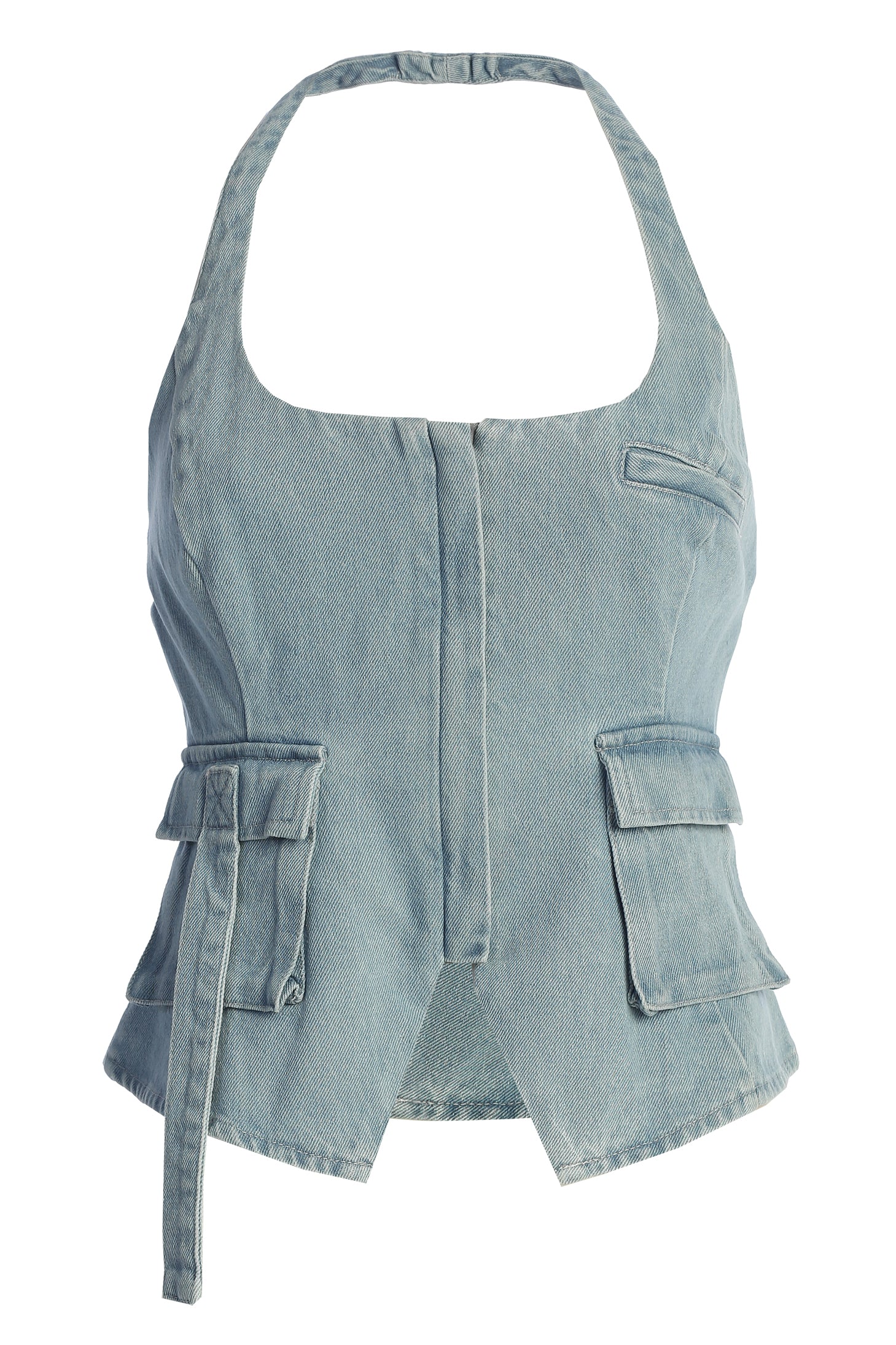 Medium Wash Josie Denim Halter Top - Image 2