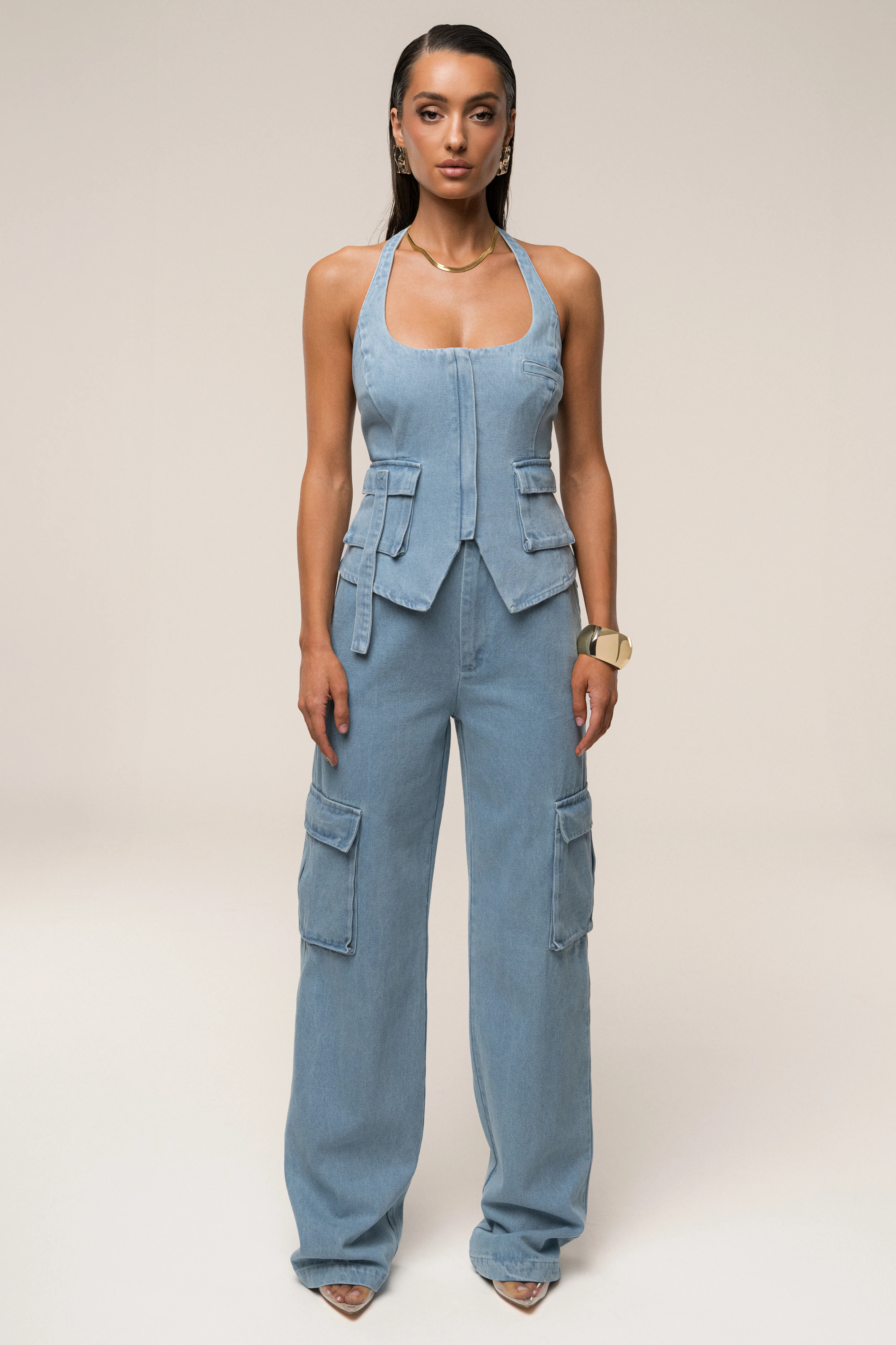 Medium Wash Josie Denim Halter Top - Image 4