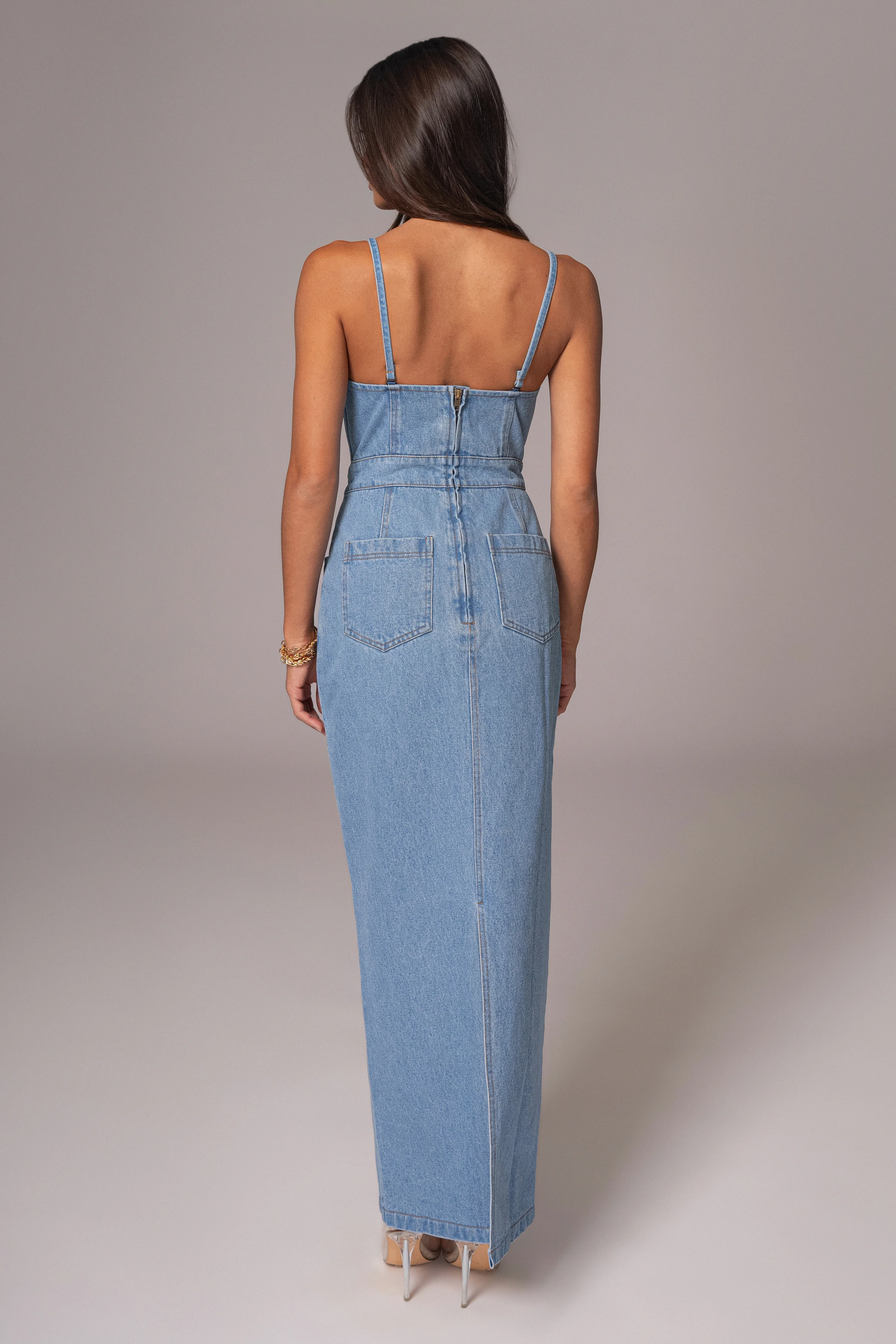 Medium Wash Mara Denim Bustier Dress - Image 10