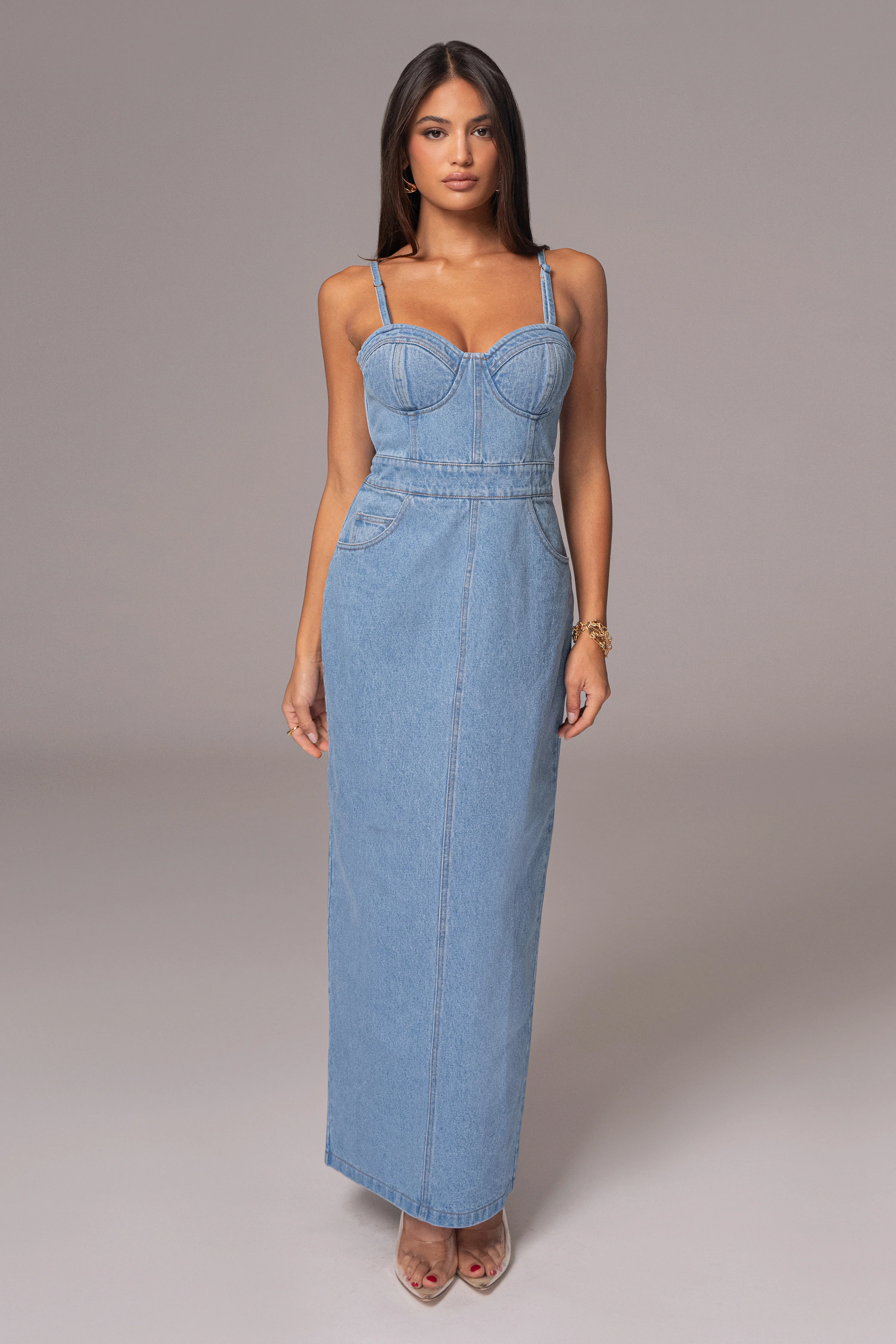 Medium Wash Mara Denim Bustier Dress - Image 2