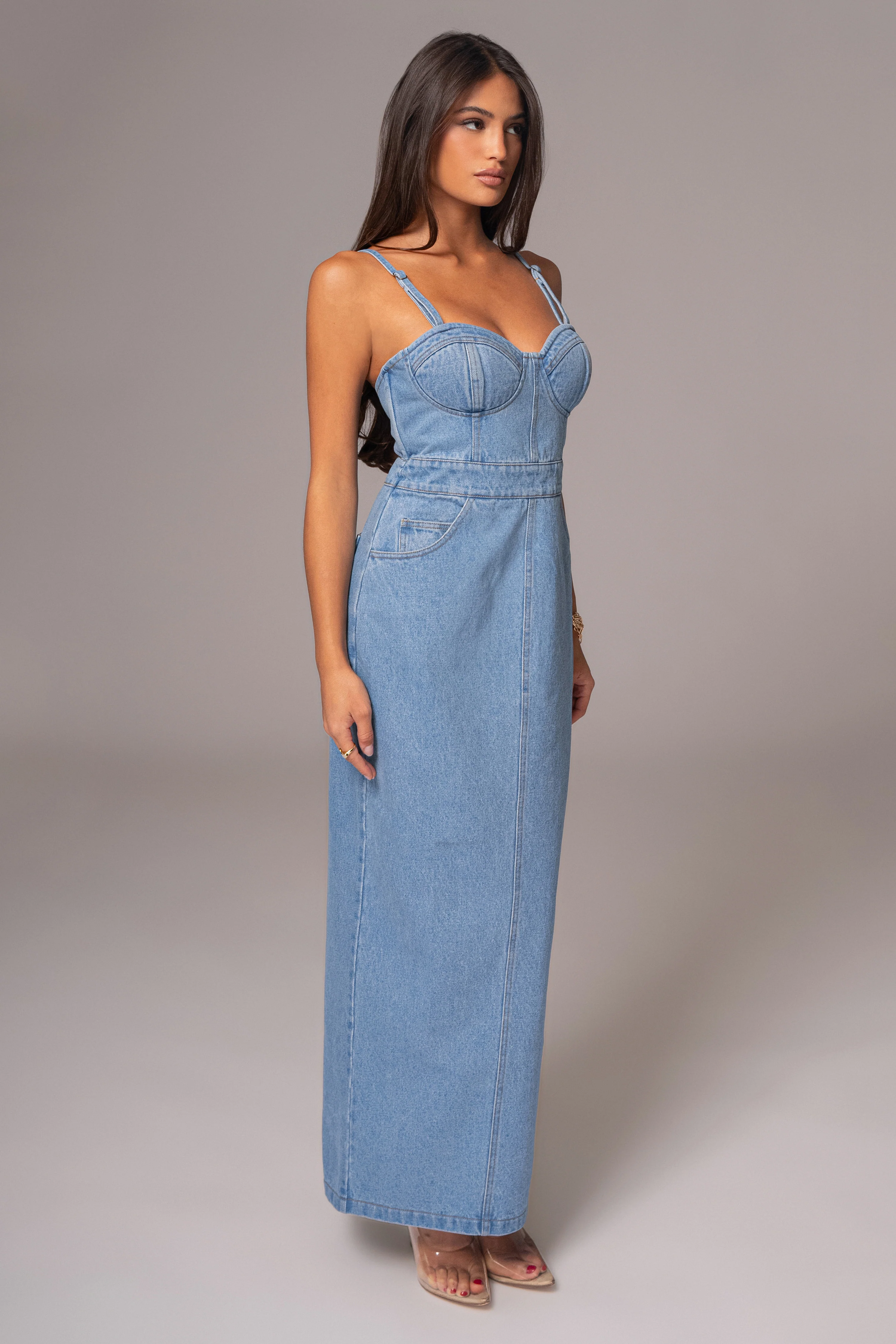Medium Wash Mara Denim Bustier Dress - Image 5