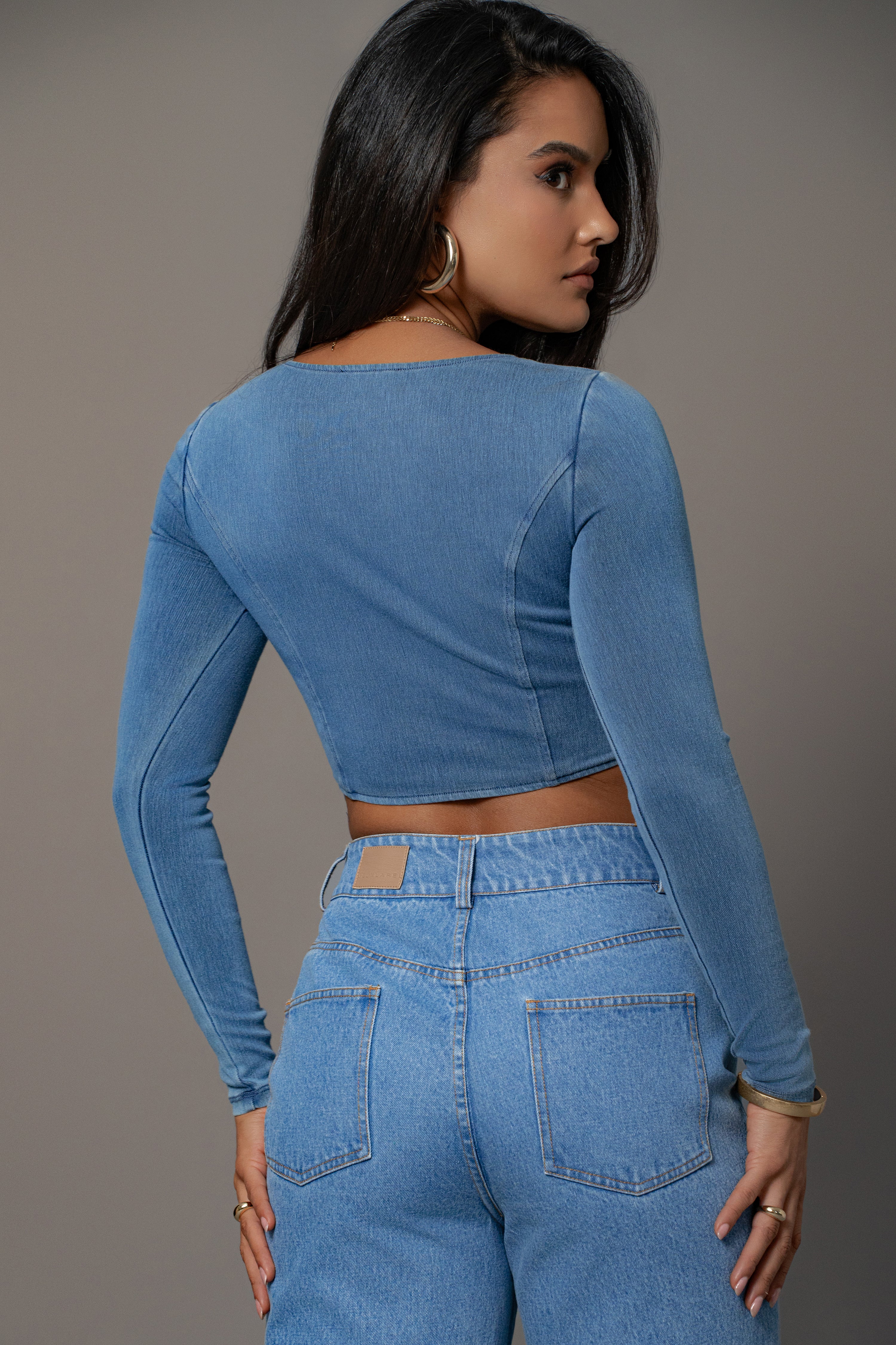 Medium Wash Tesa Sweetheart Denim Top - Image 10