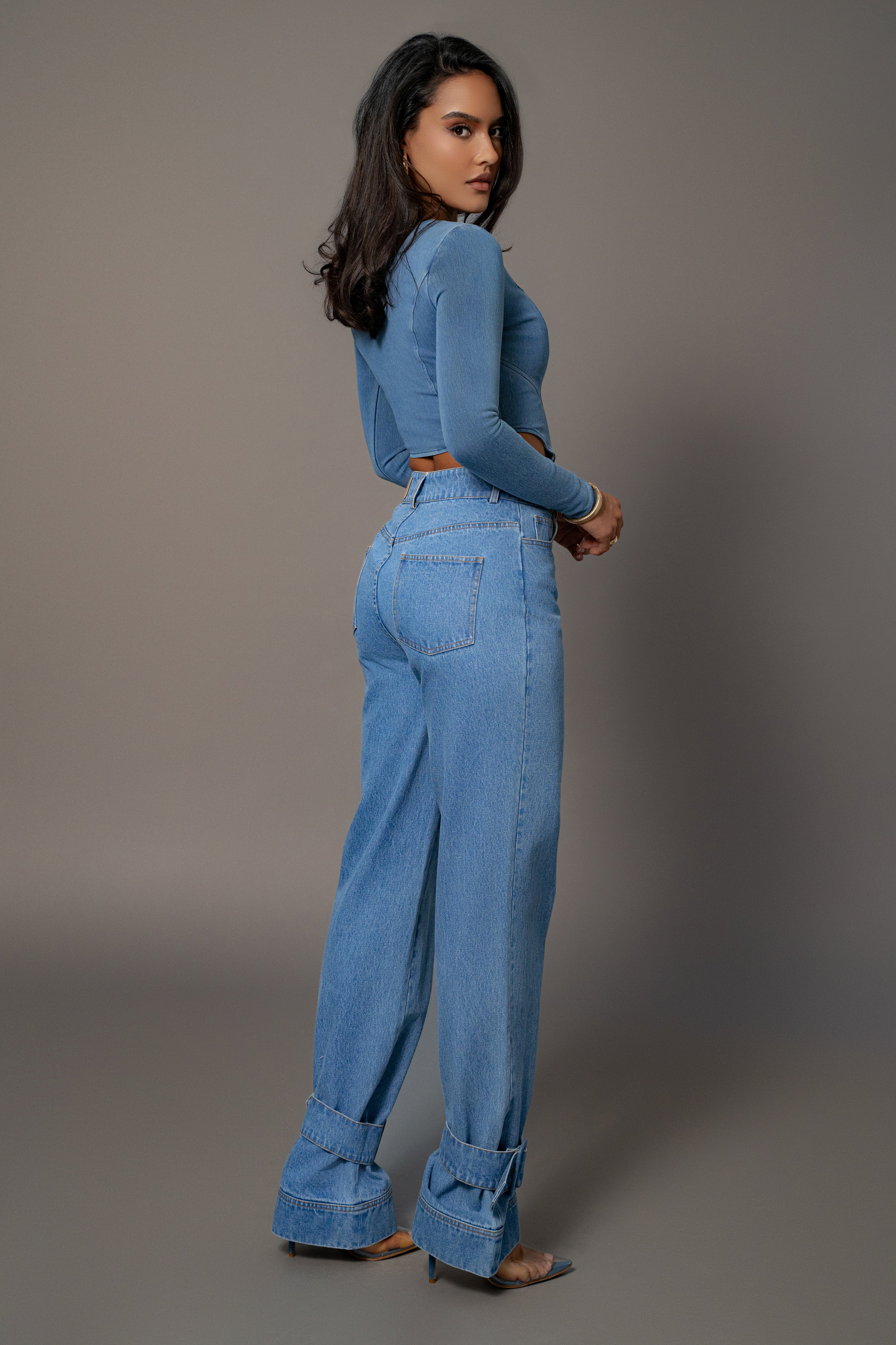 Medium Wash Tesa Sweetheart Denim Top - Image 8