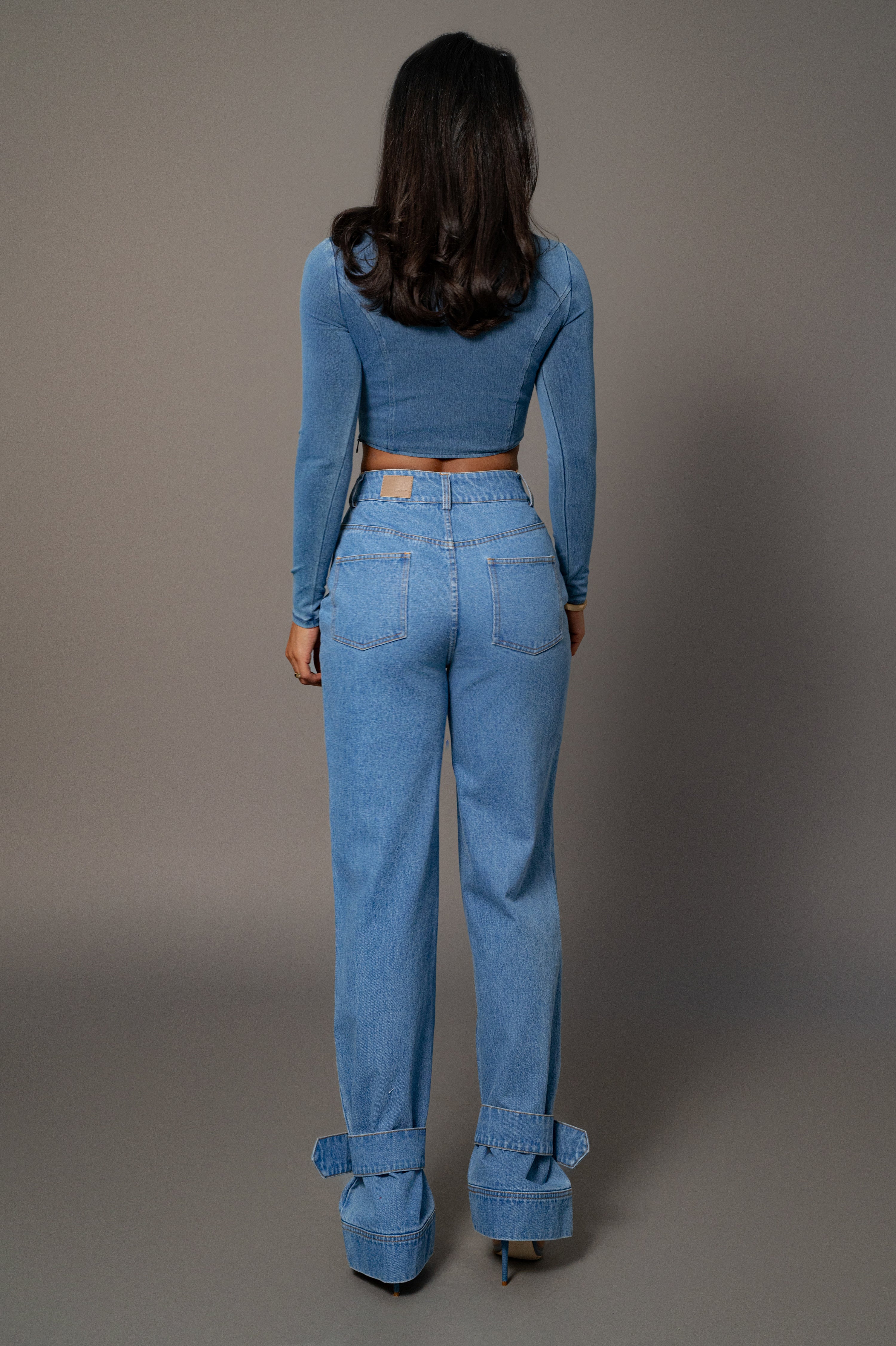 Medium Wash Tesa Sweetheart Denim Top - Image 9