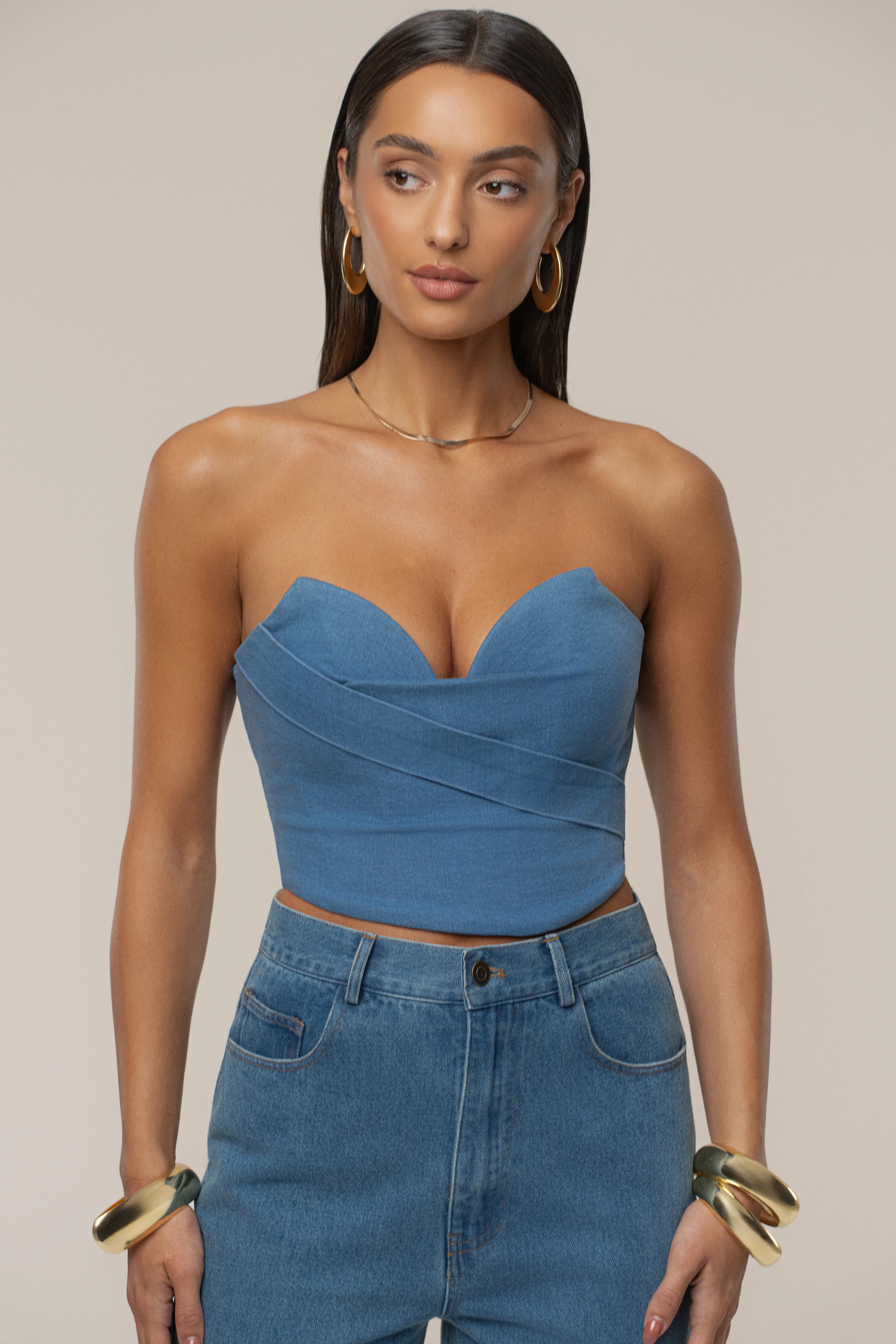 Medium Wash Teyana Denim Bustier - Image 2