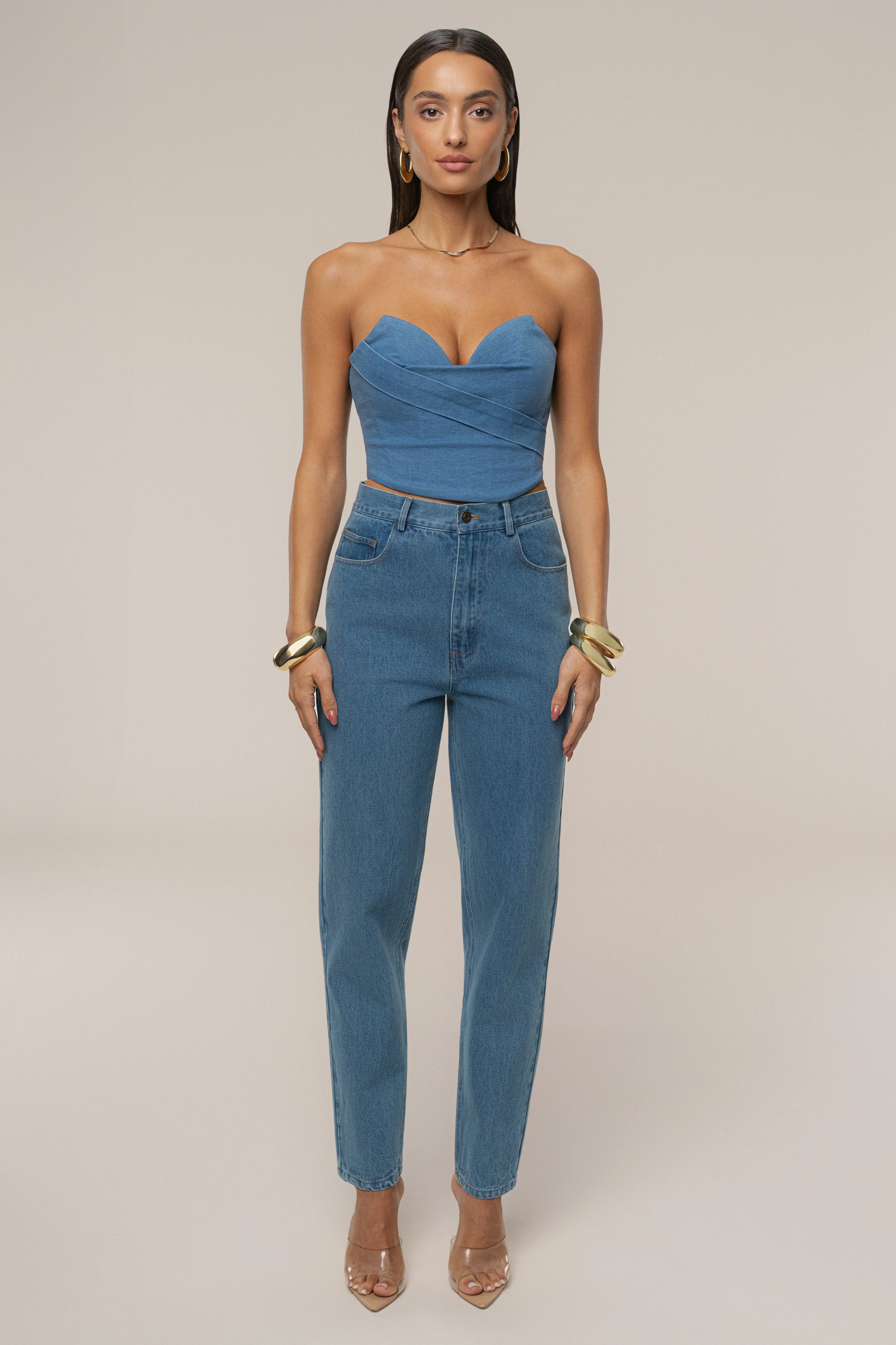 Medium Wash Teyana Denim Bustier - Image 5