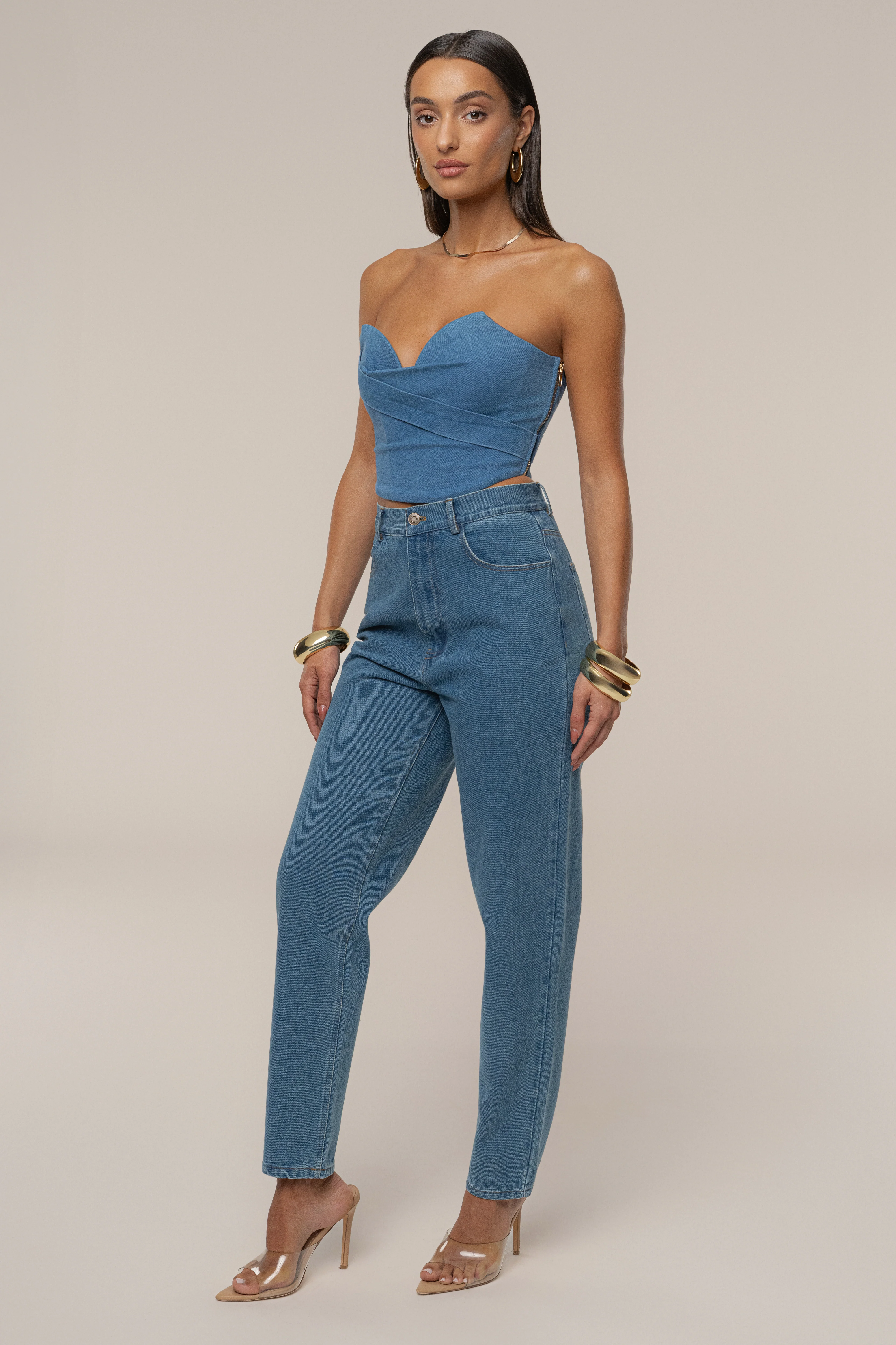 Medium Wash Teyana Denim Bustier - Image 6