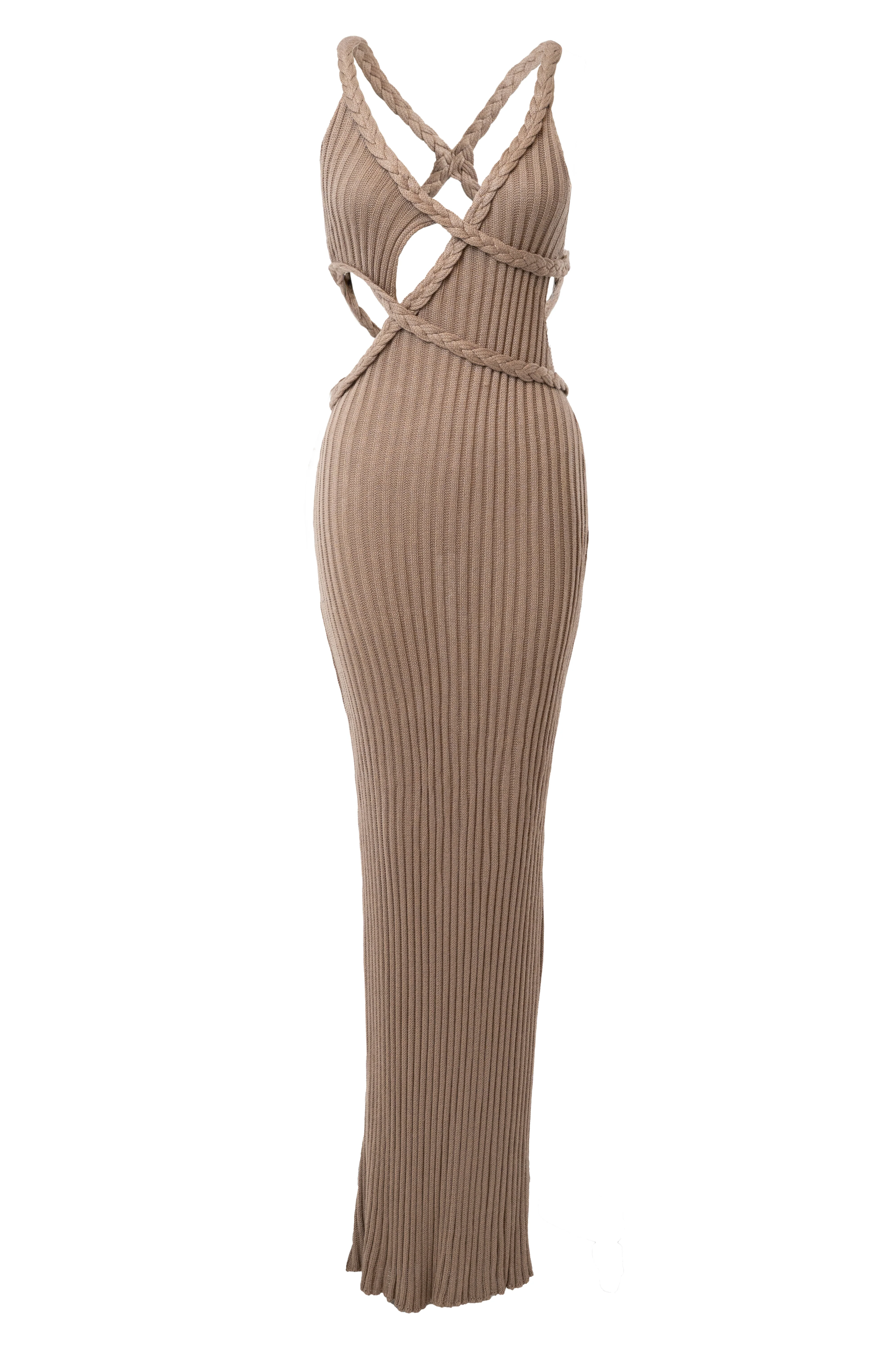 Mocha Drift And Dream Braided Maxi Dress - Image 4